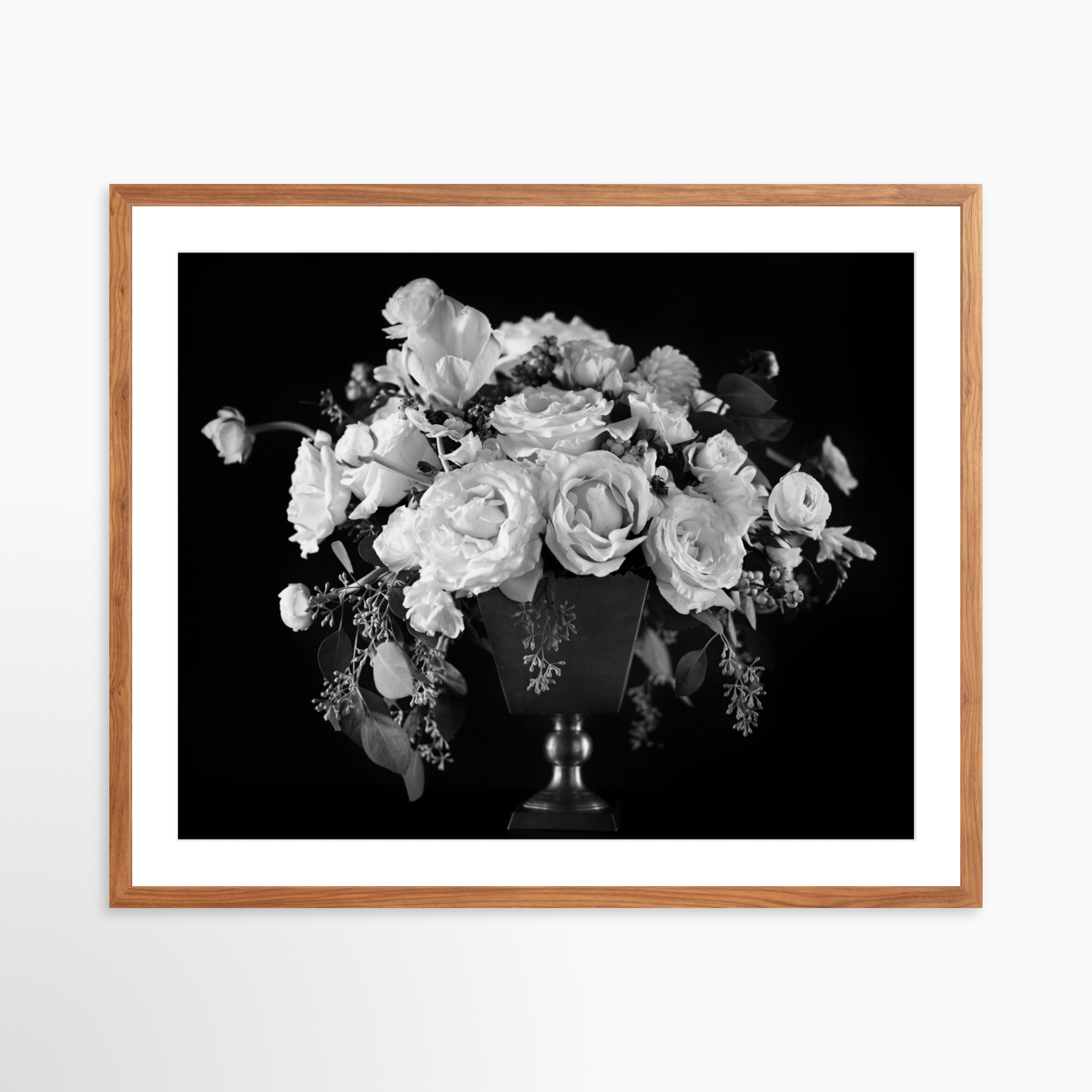 30x24 / Light Walnut Frame + White Mat