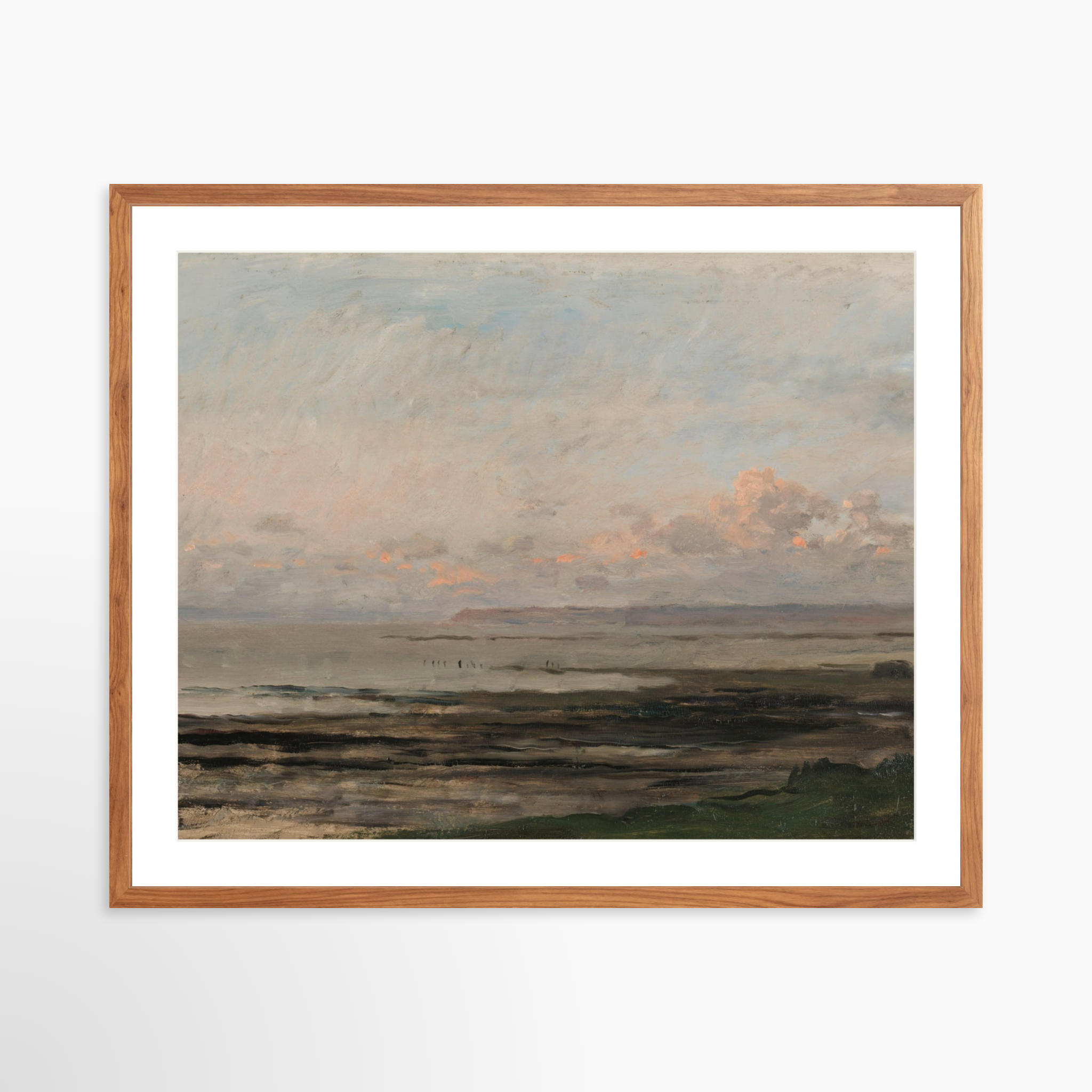 30x24 / Light Walnut Frame + White Mat