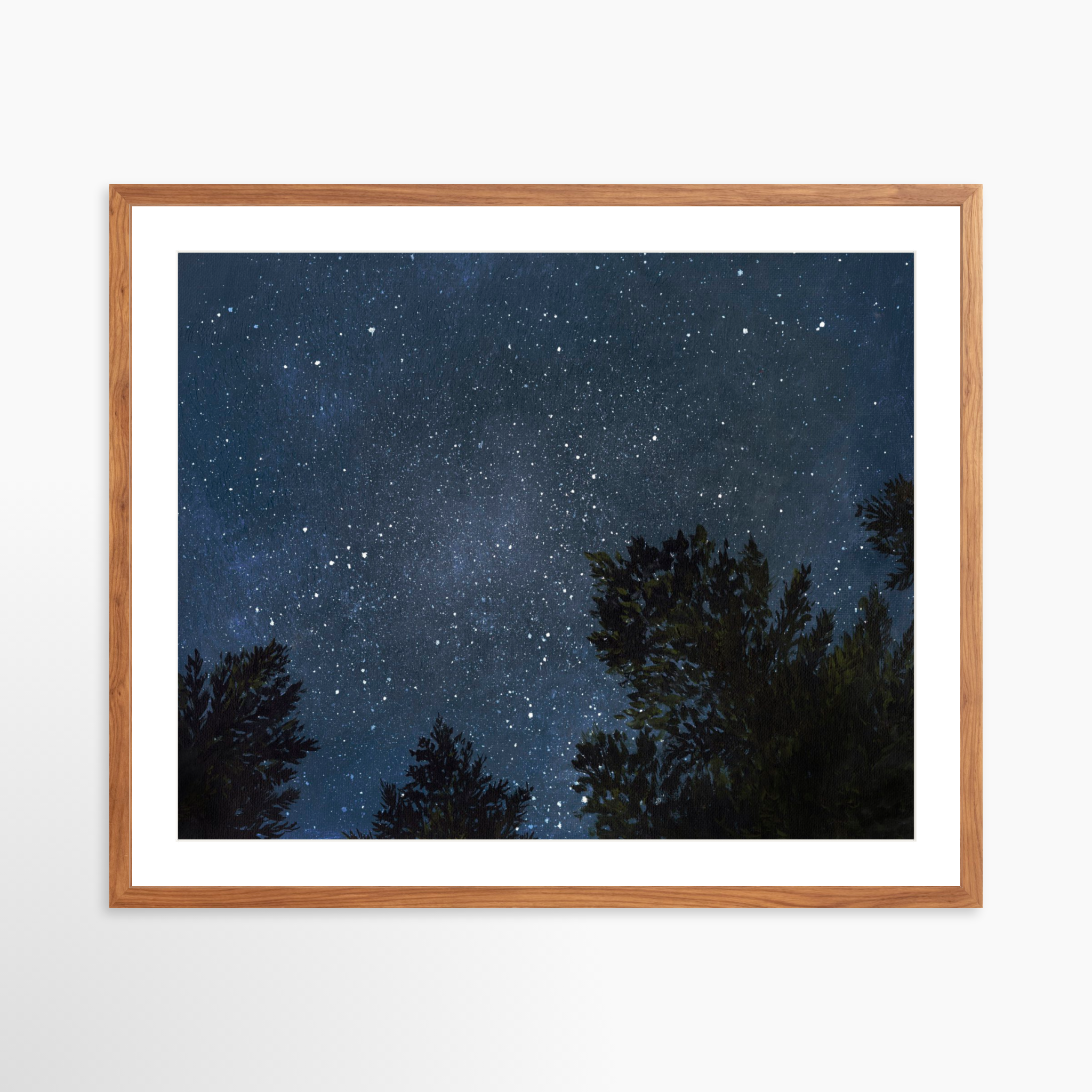 30x24 / Light Walnut Frame + White Mat