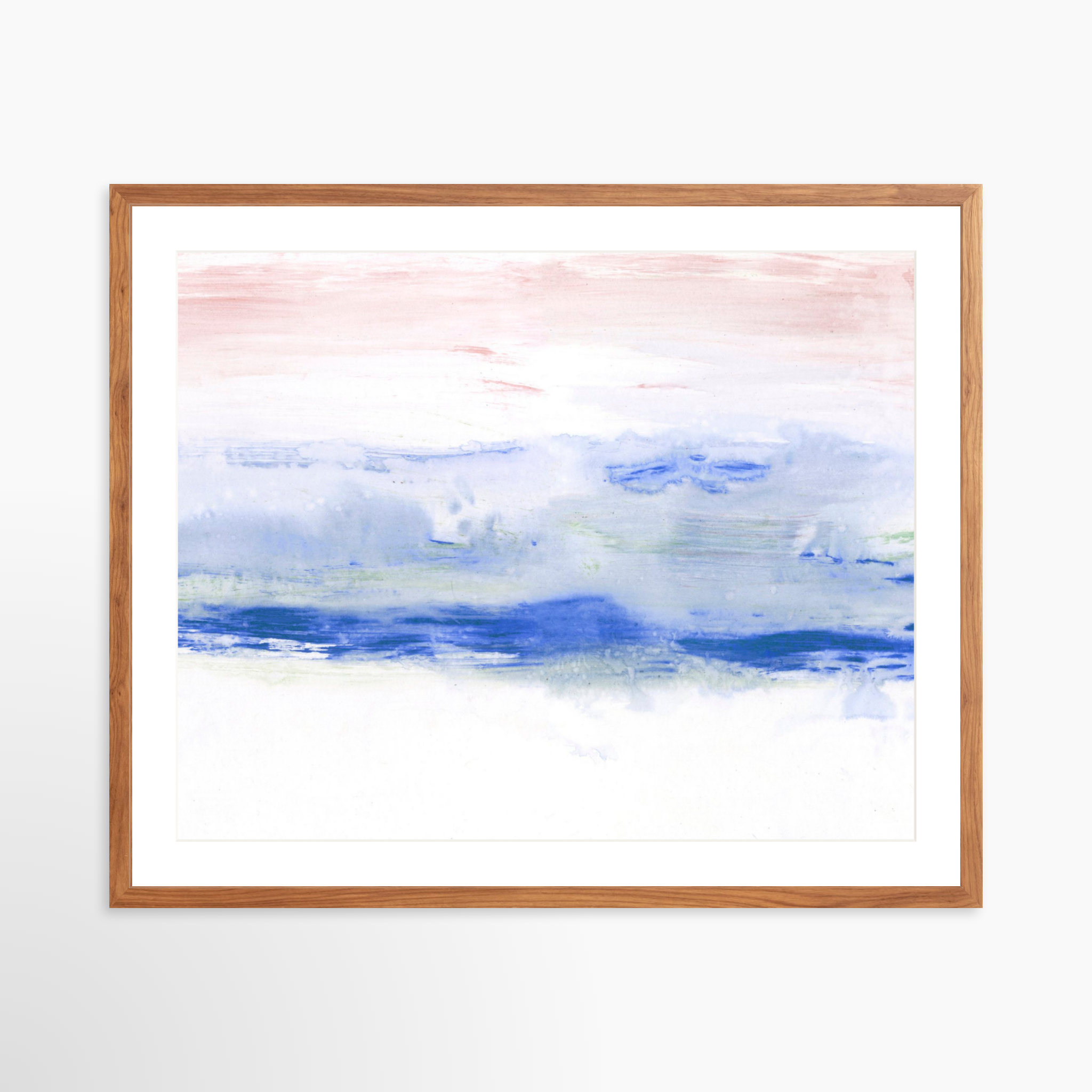 30x24 / Light Walnut Frame + White Mat