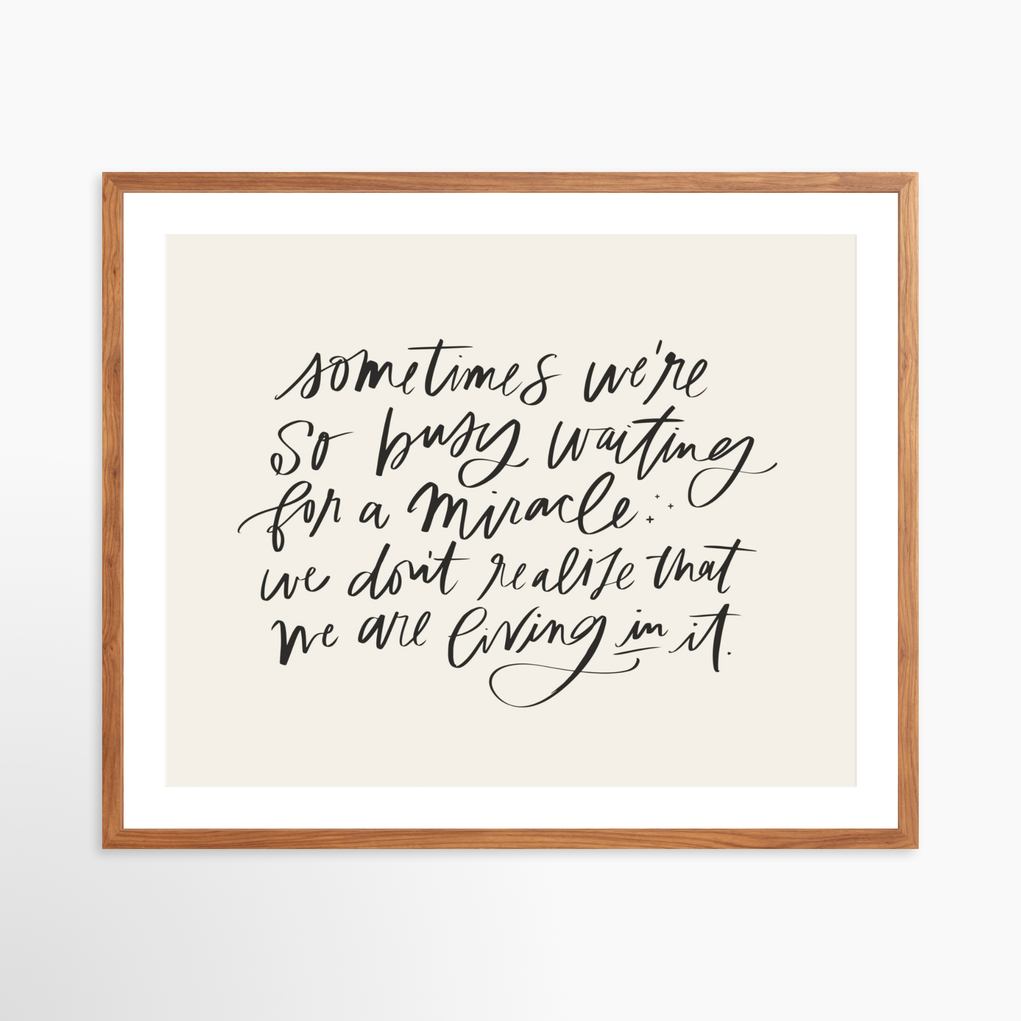 30x24 / Light Walnut Frame + White Mat