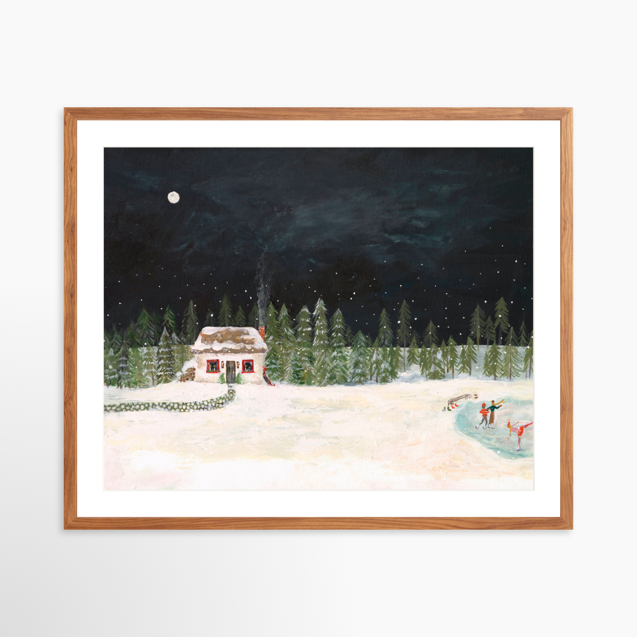 30x24 / Light Walnut Frame + White Mat