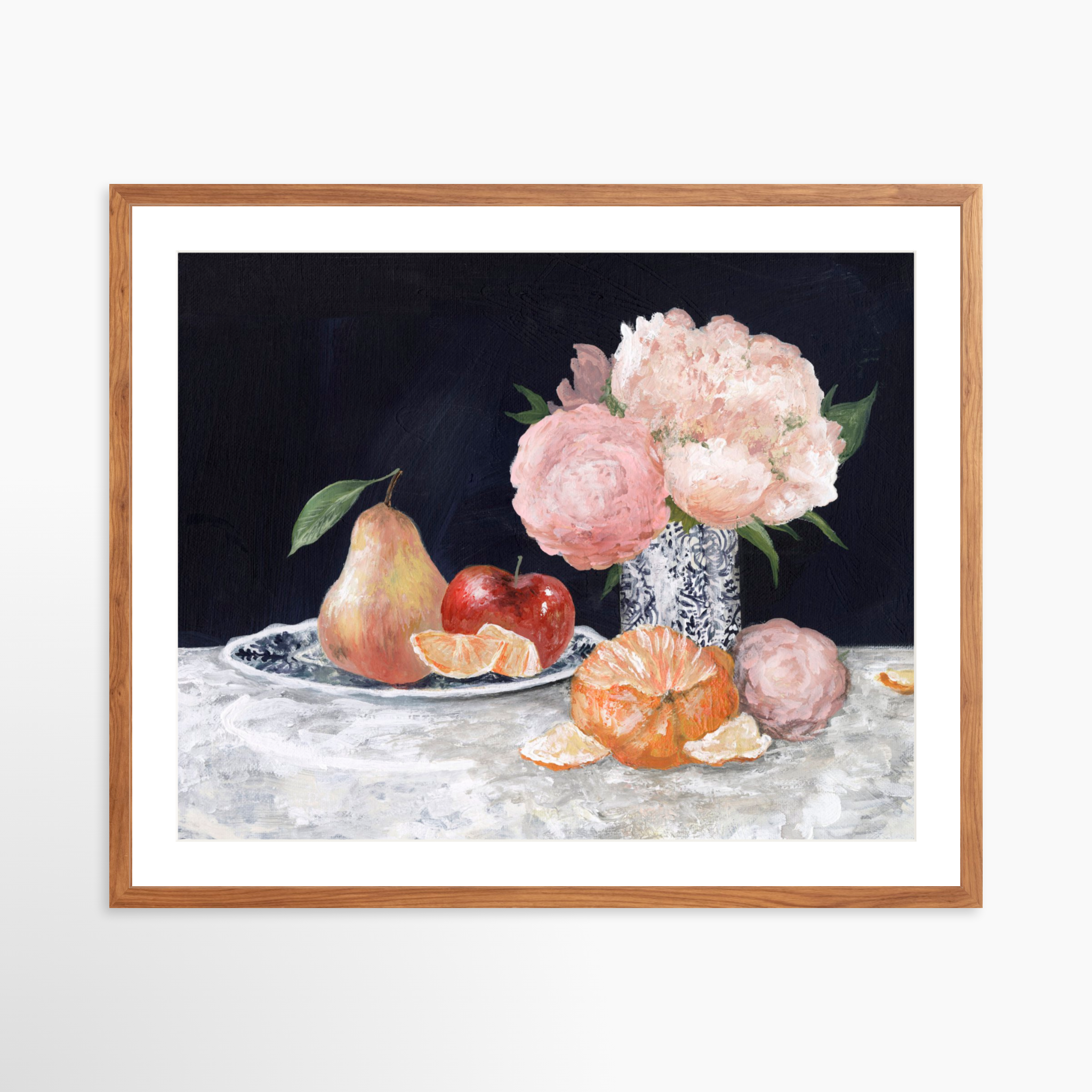 30x24 / Light Walnut Frame + White Mat