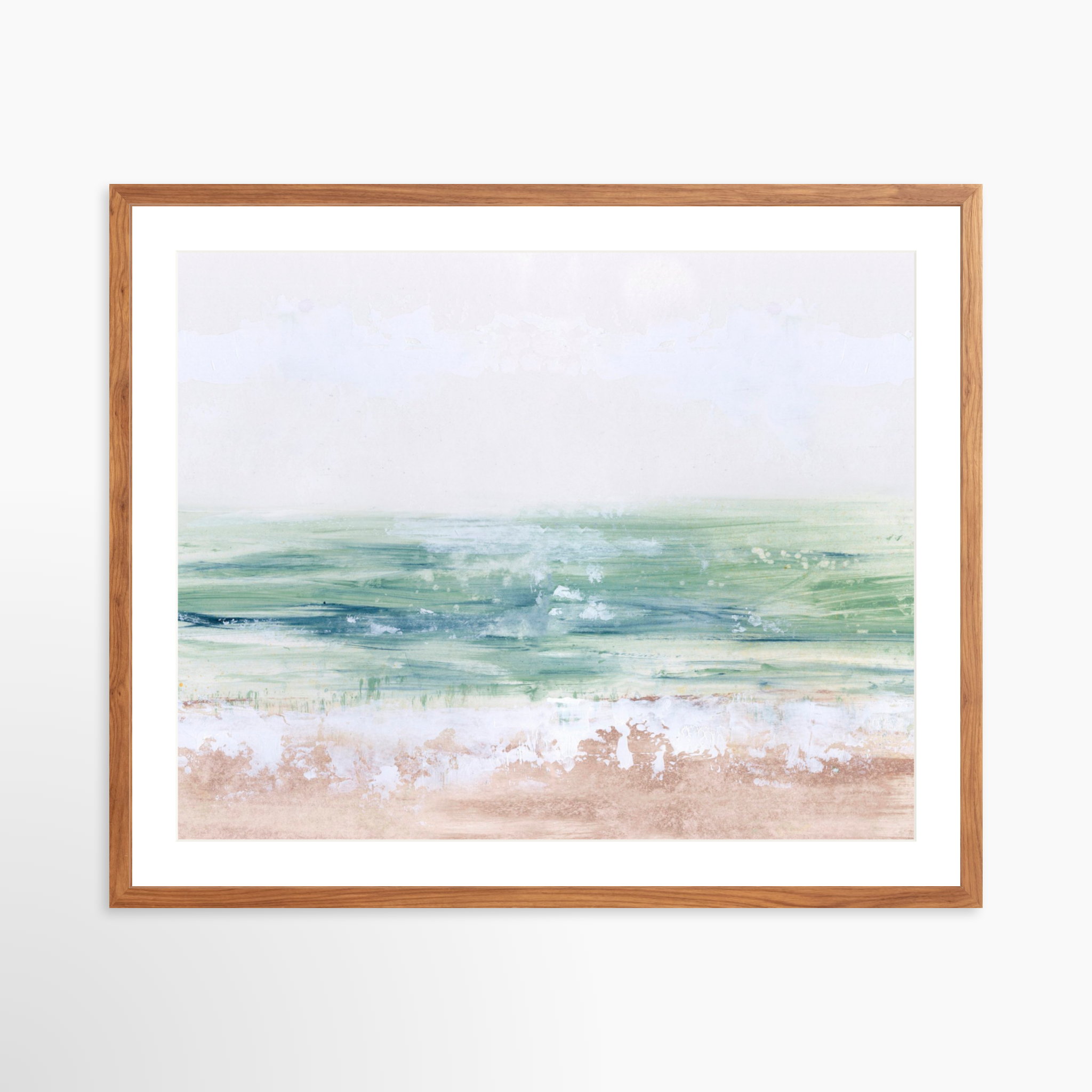 30x24 / Light Walnut Frame + White Mat