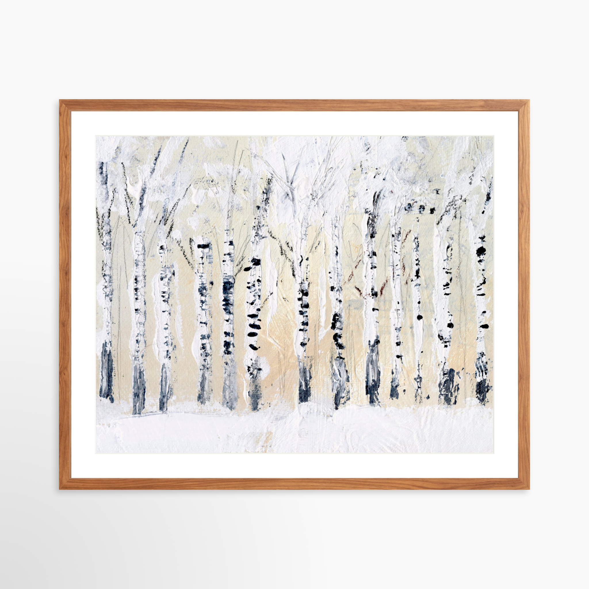 30x24 / Light Walnut Frame + White Mat