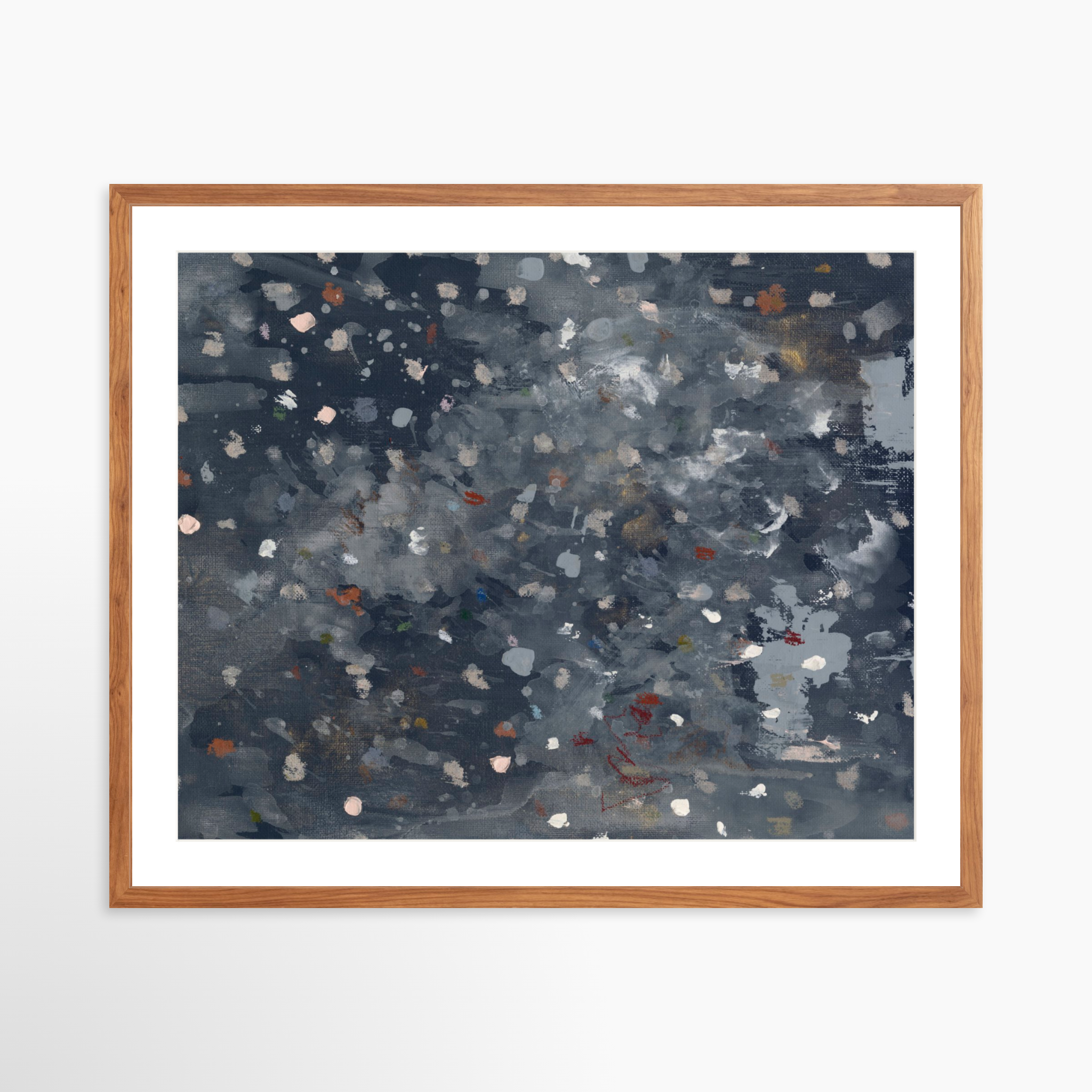 30x24 / Light Walnut Frame + White Mat