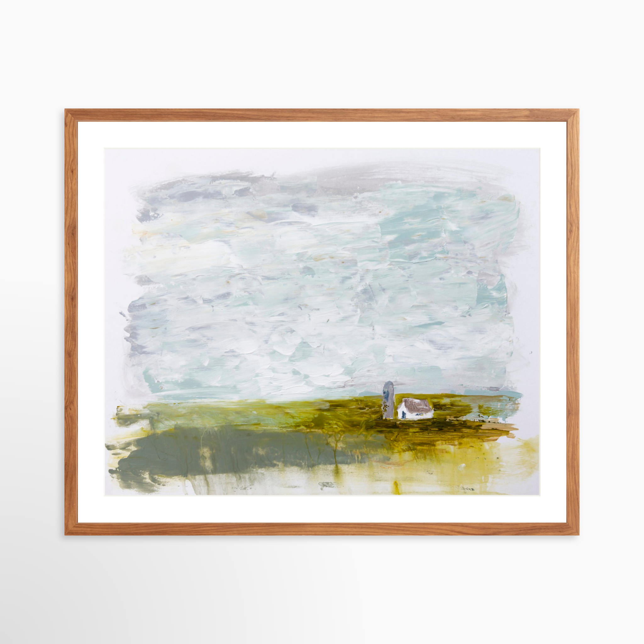 30x24 / Light Walnut Frame + White Mat