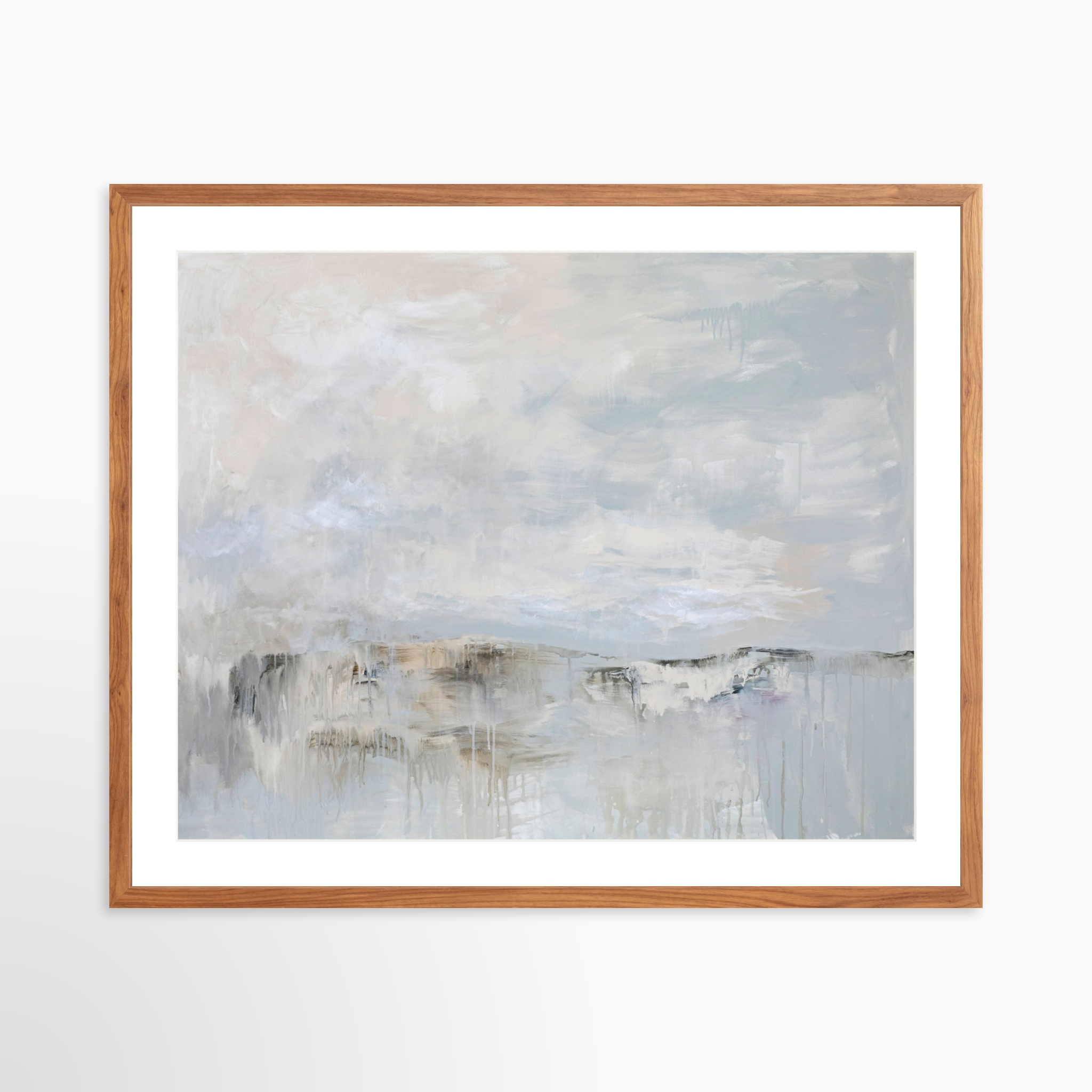 30x24 / Light Walnut Frame + White Mat