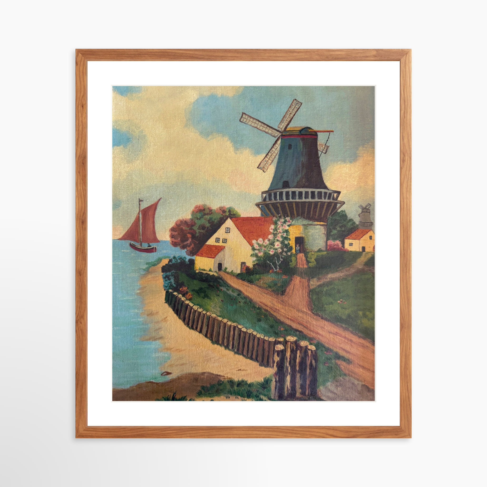 20x24 / Light Walnut Frame + White Mat