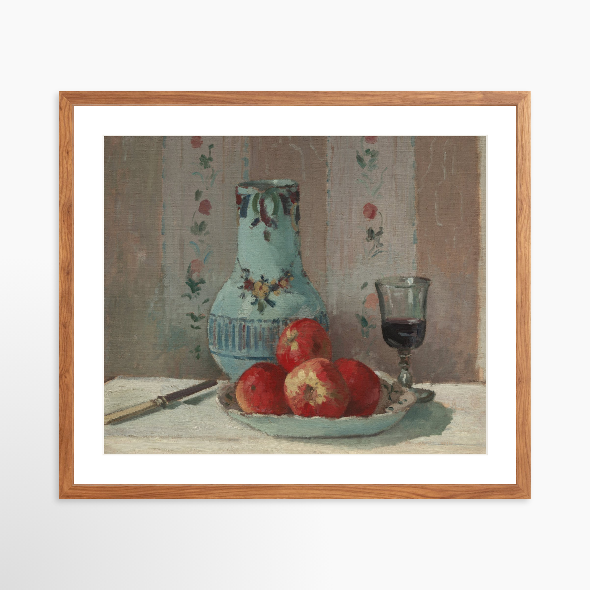 24x20 / Light Walnut Frame + White Mat