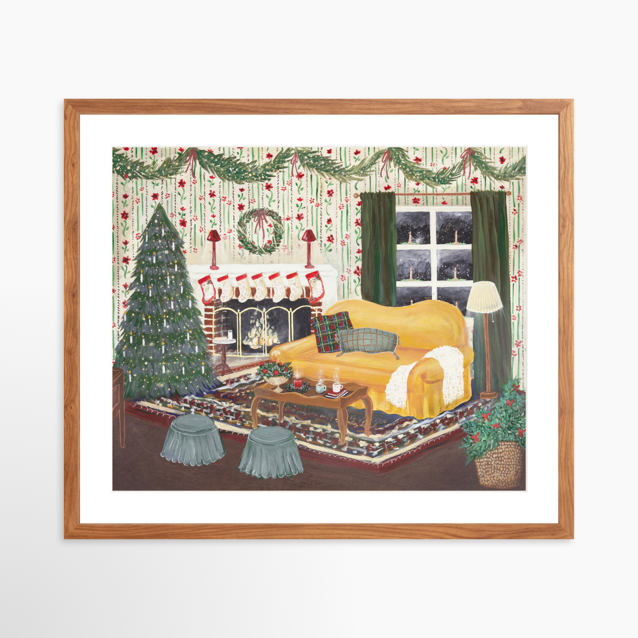 24x20 / Light Walnut Frame + White Mat