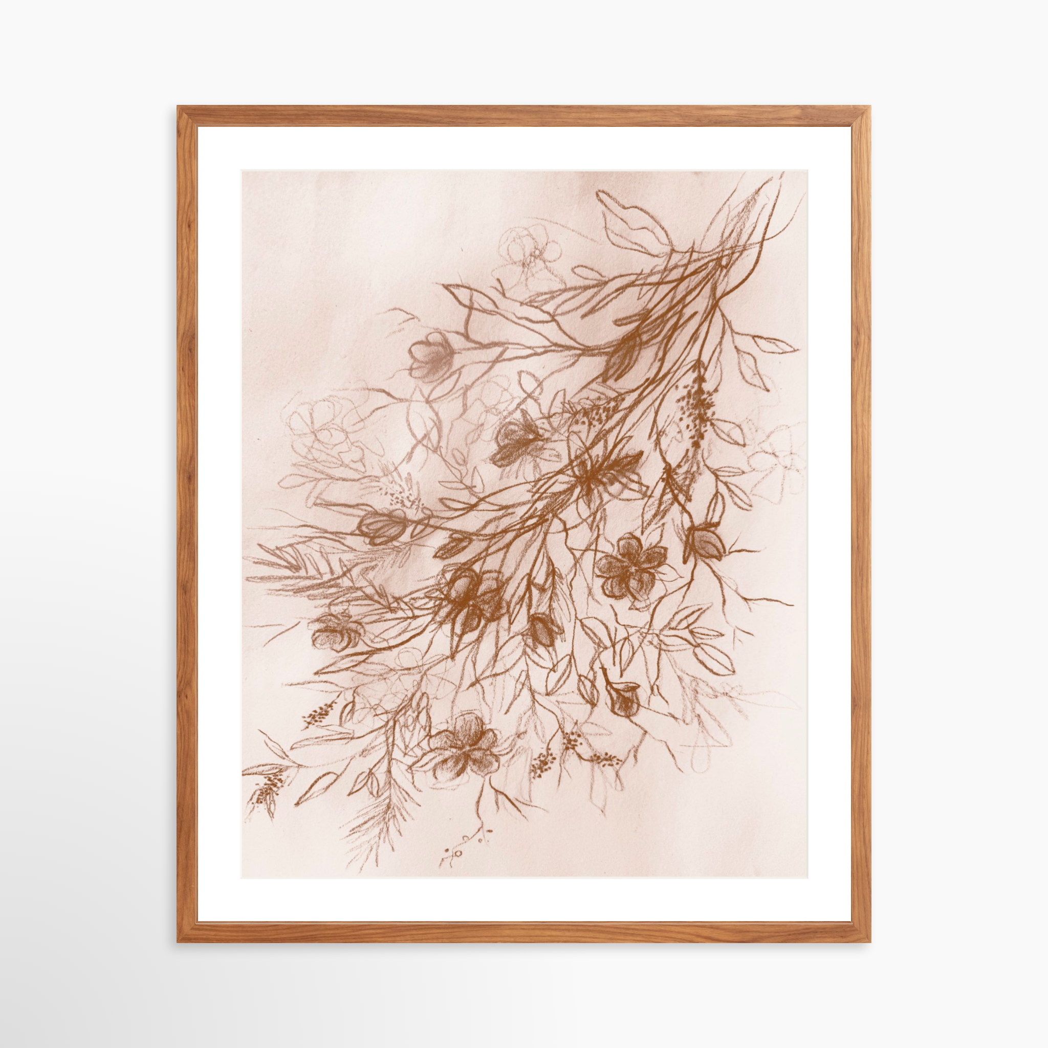 24x30 / Light Walnut Frame + White Mat