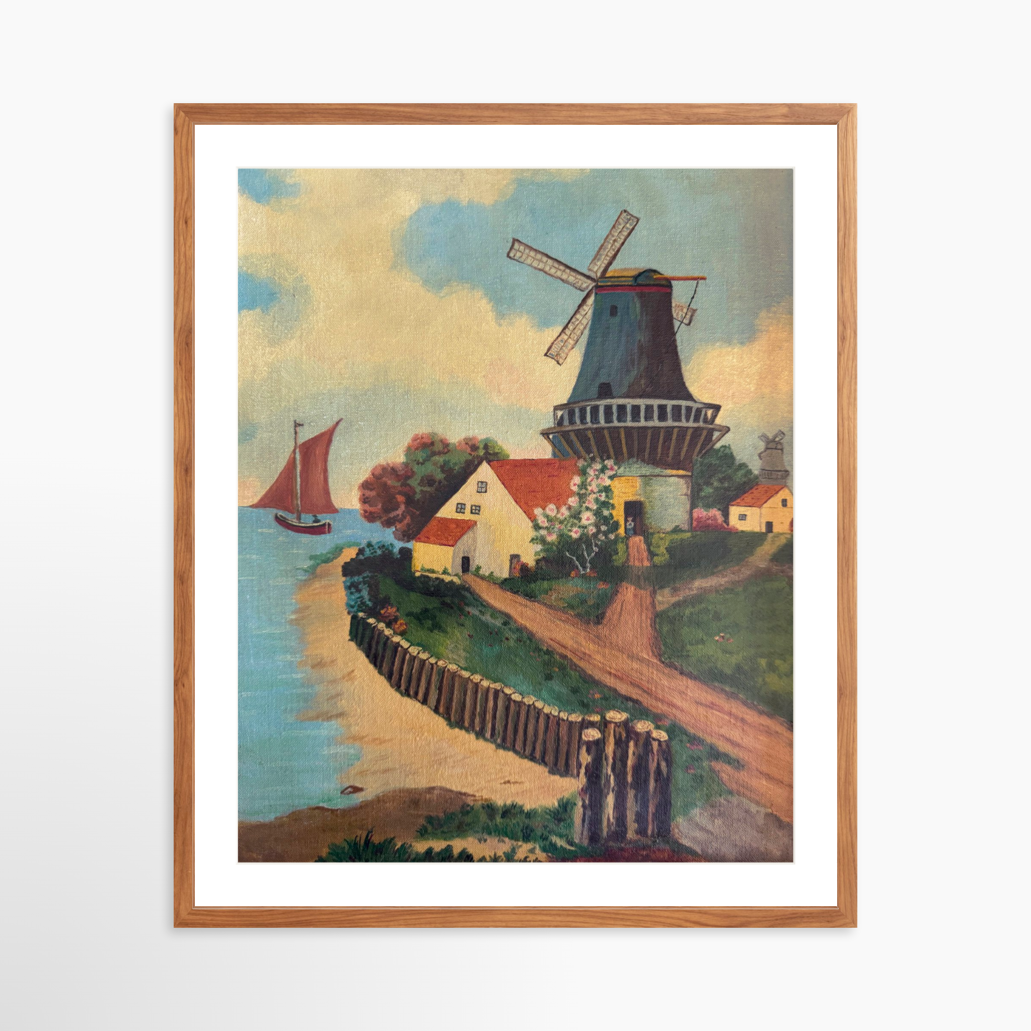 24x30 / Light Walnut Frame + White Mat