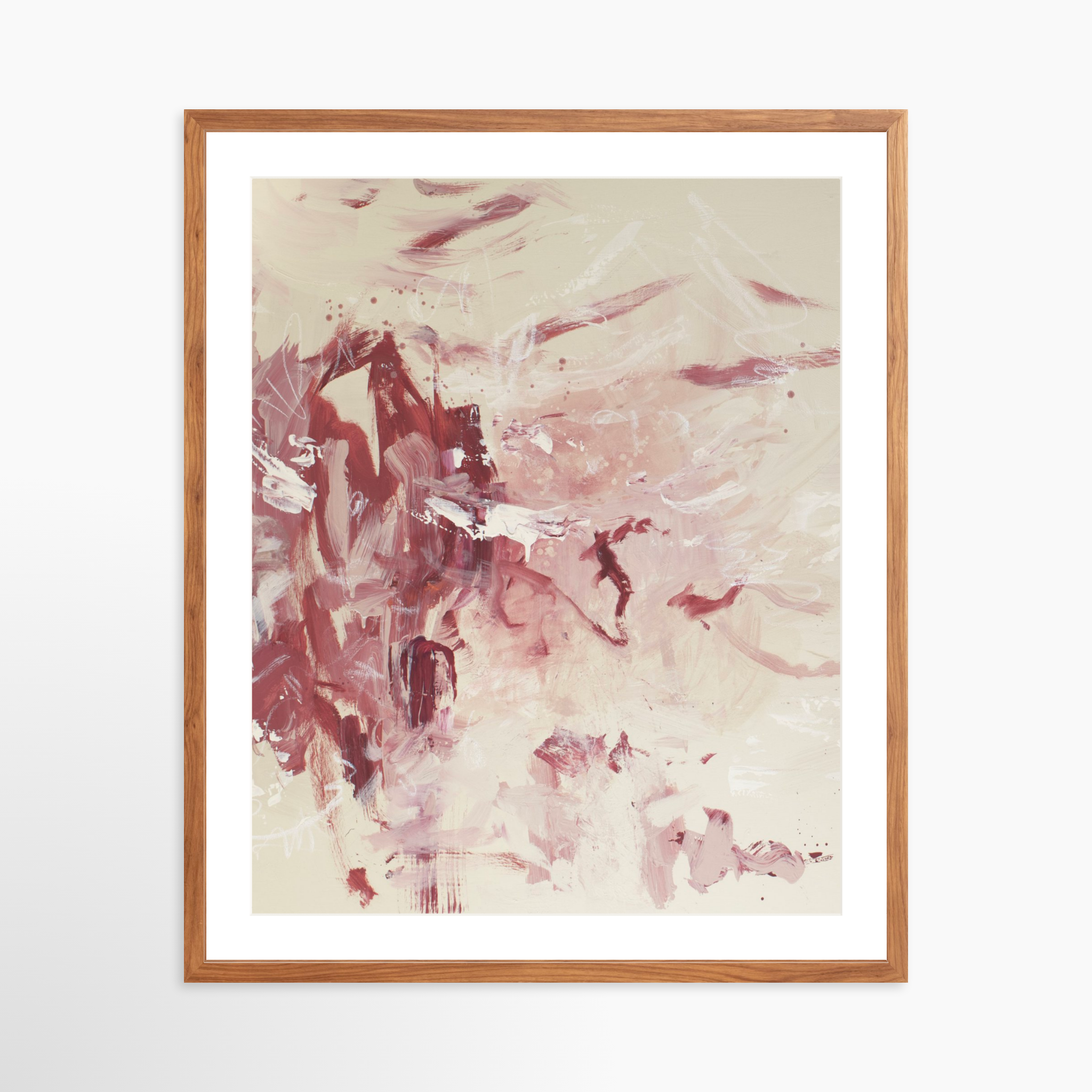 24x30 / Light Walnut Frame + White Mat