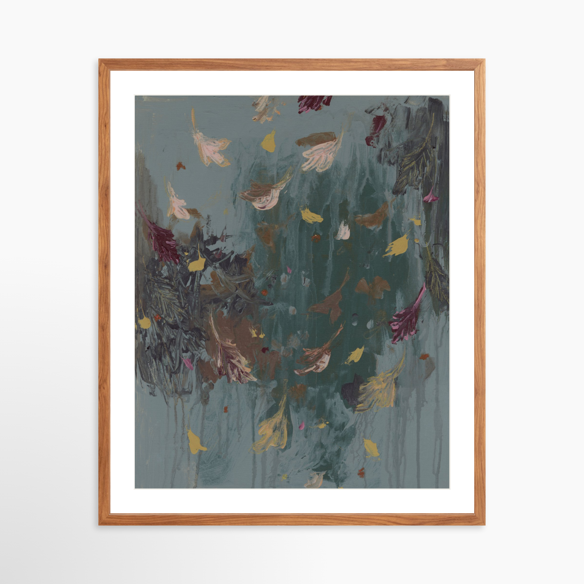 24x30 / Light Walnut Frame + White Mat