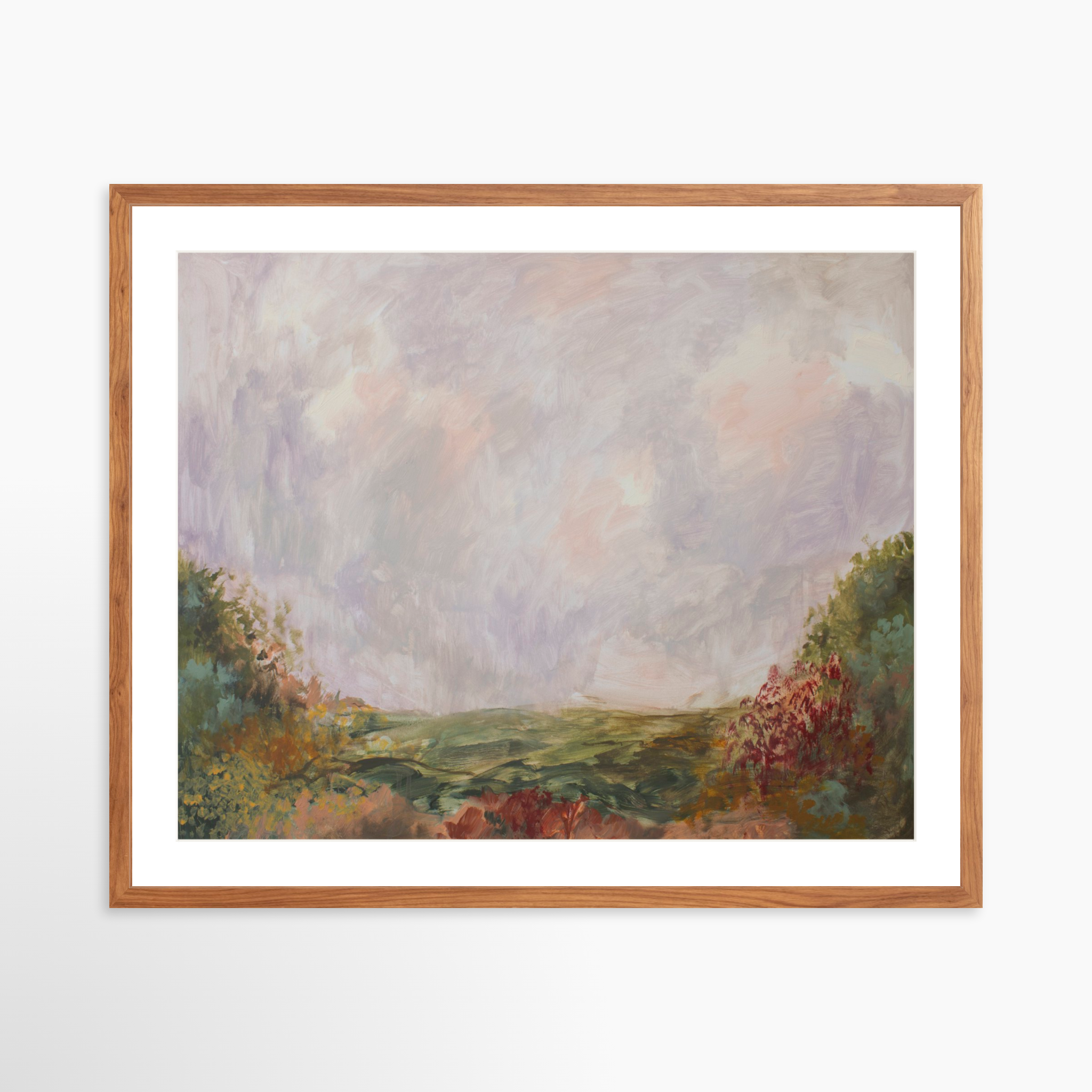 30x24 / Light Walnut Frame + White Mat