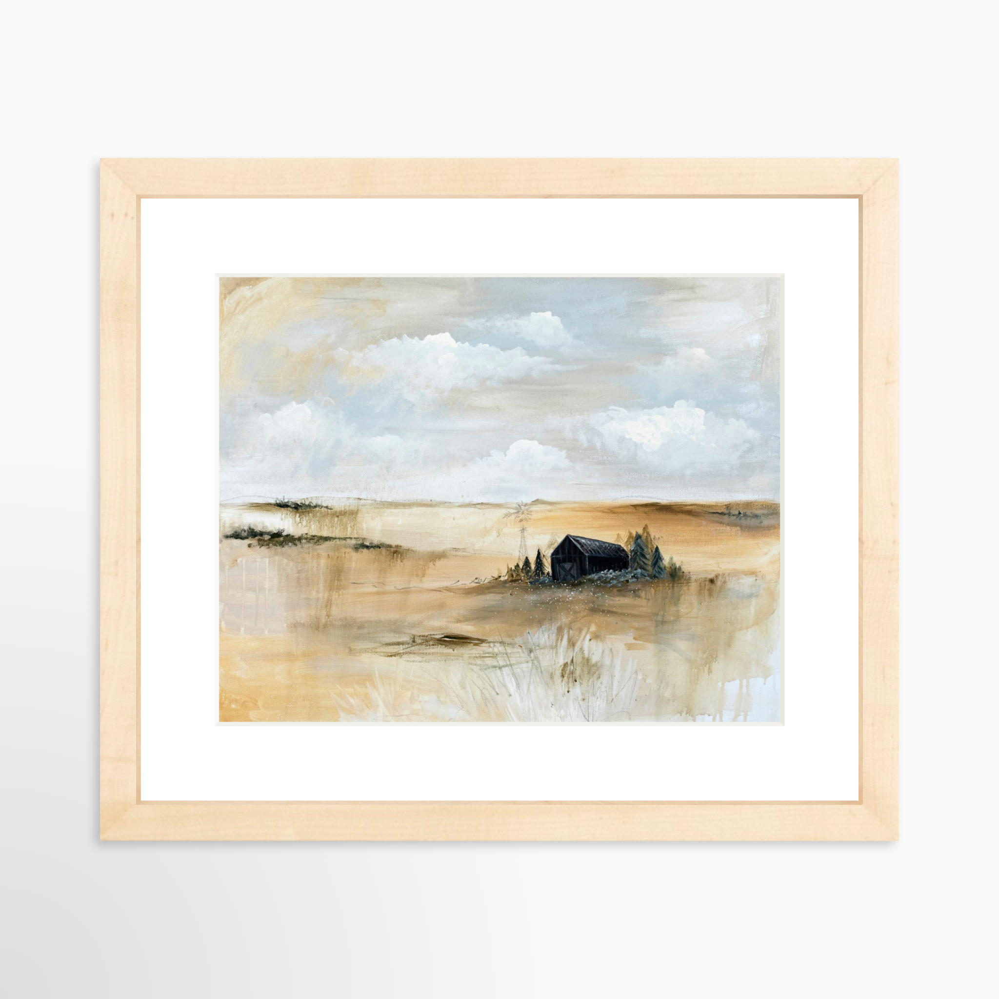 10x8 / Natural Frame + White Mat