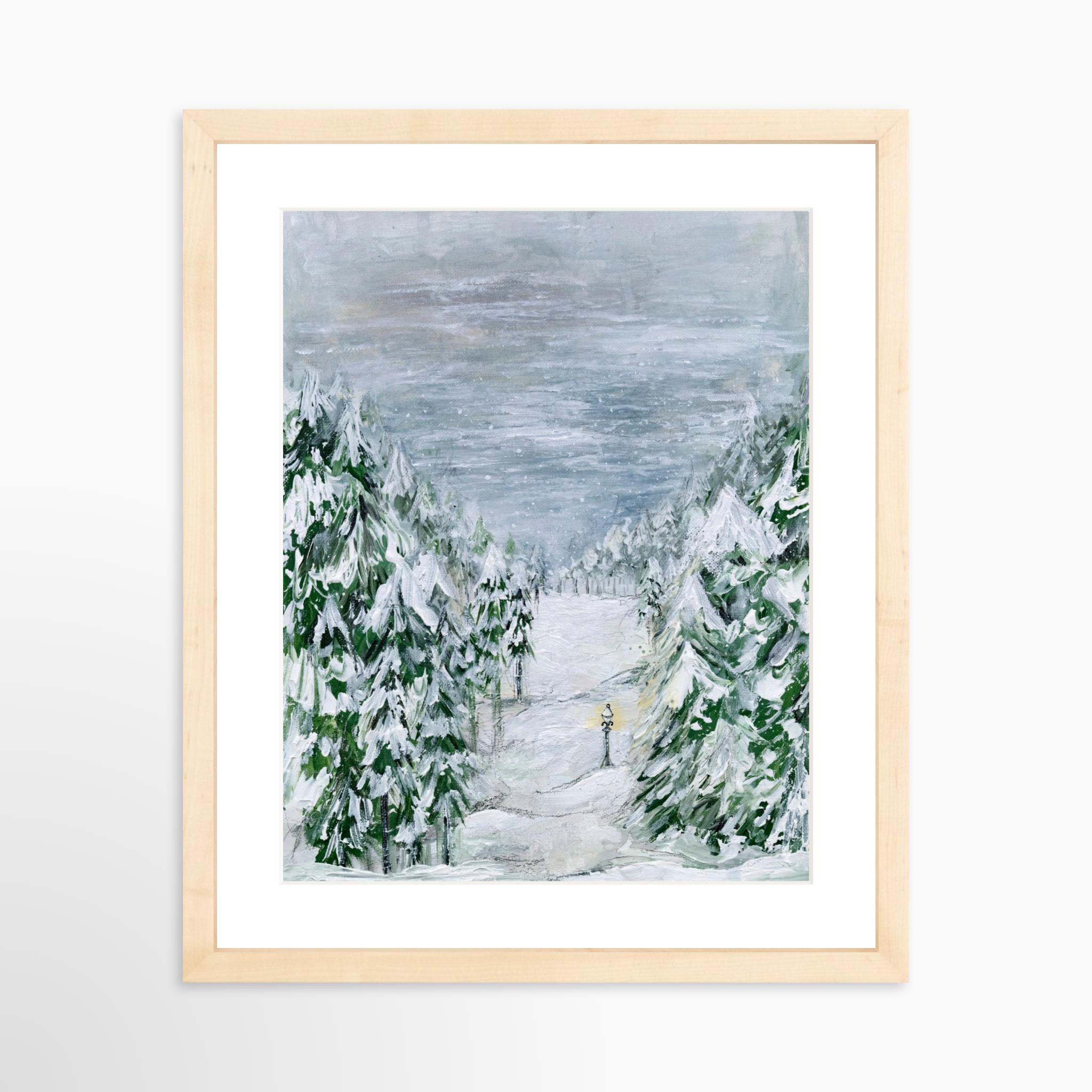 11x14 / Natural Frame + White Mat
