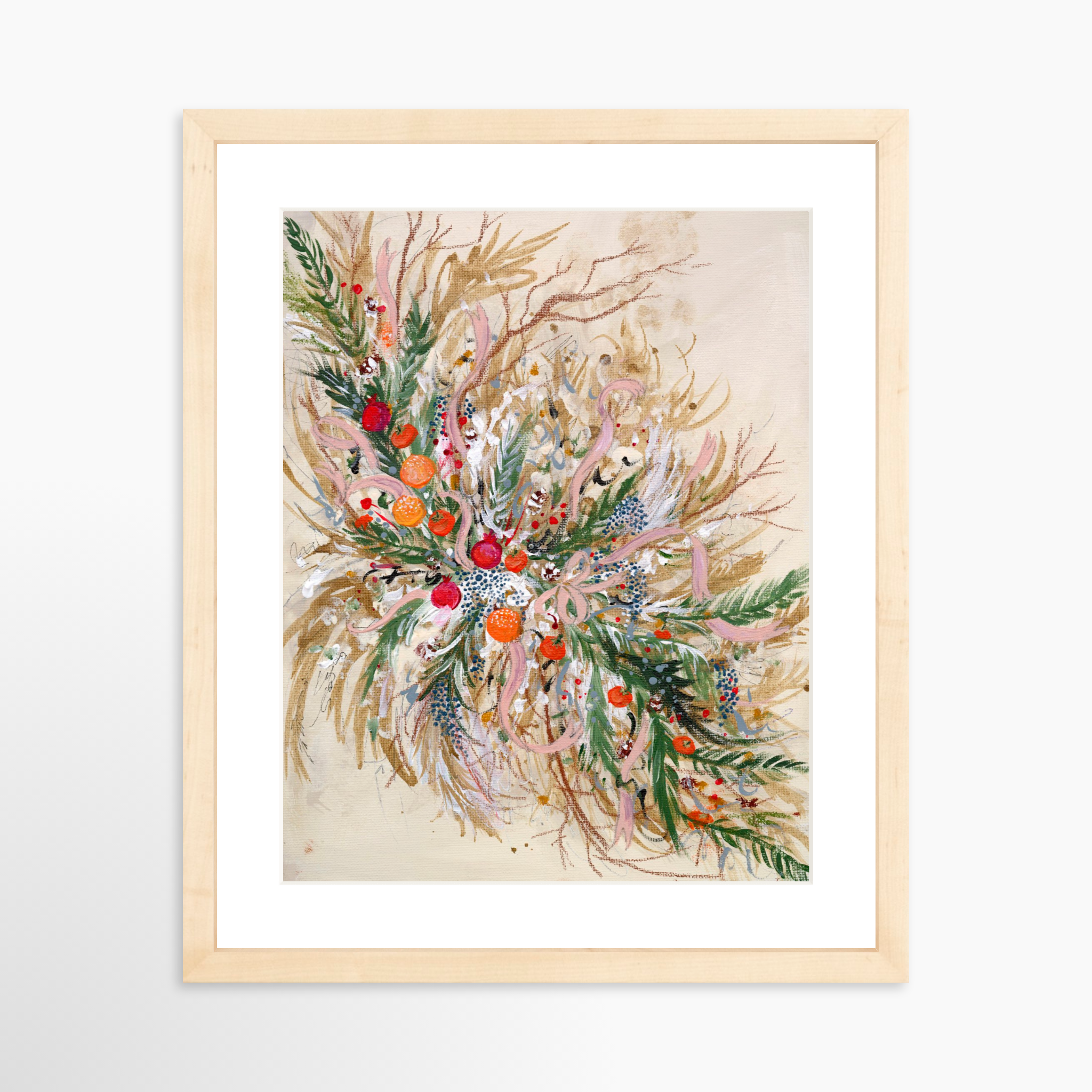 11x14 / Natural Frame + White Mat