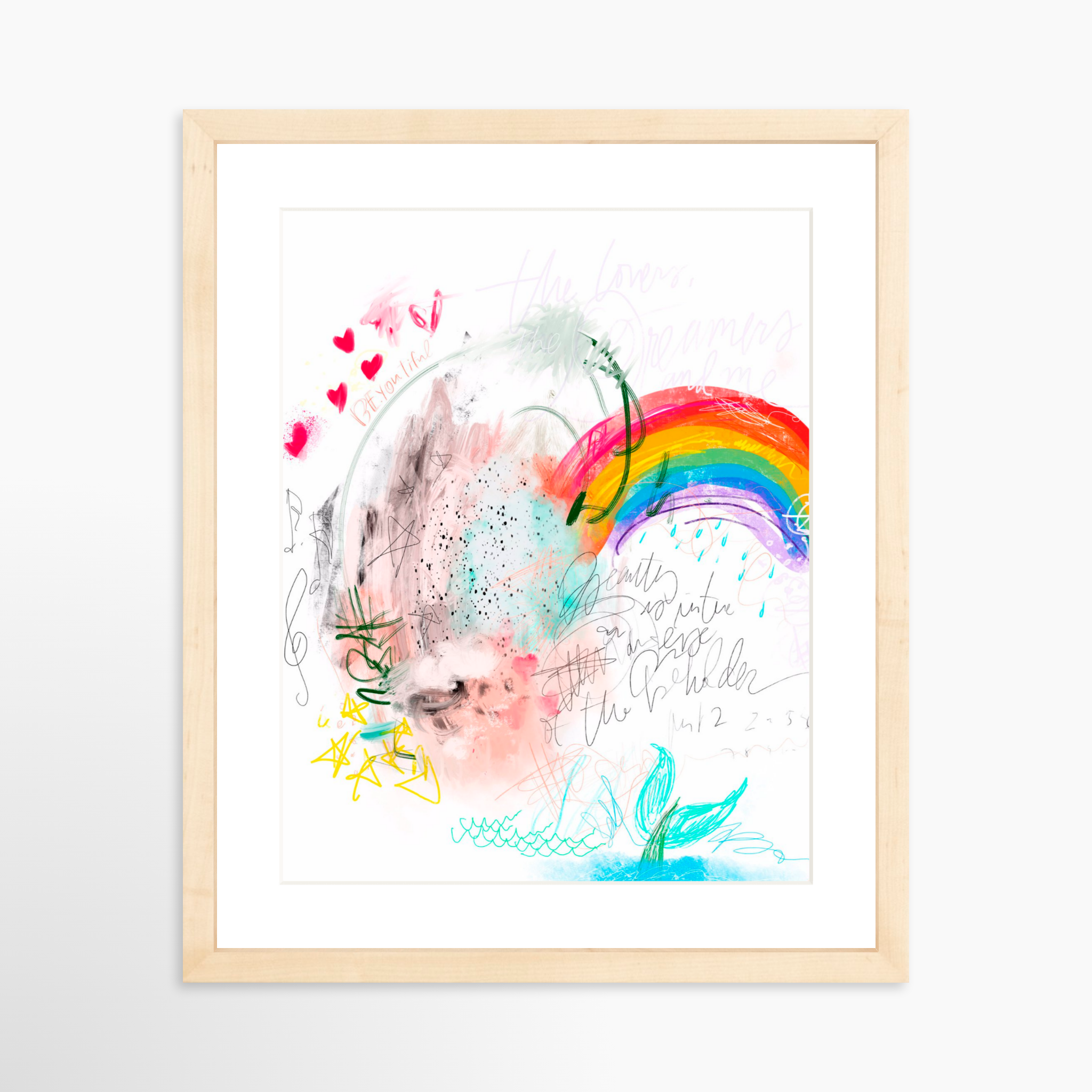 11x14 / Natural Frame + White Mat