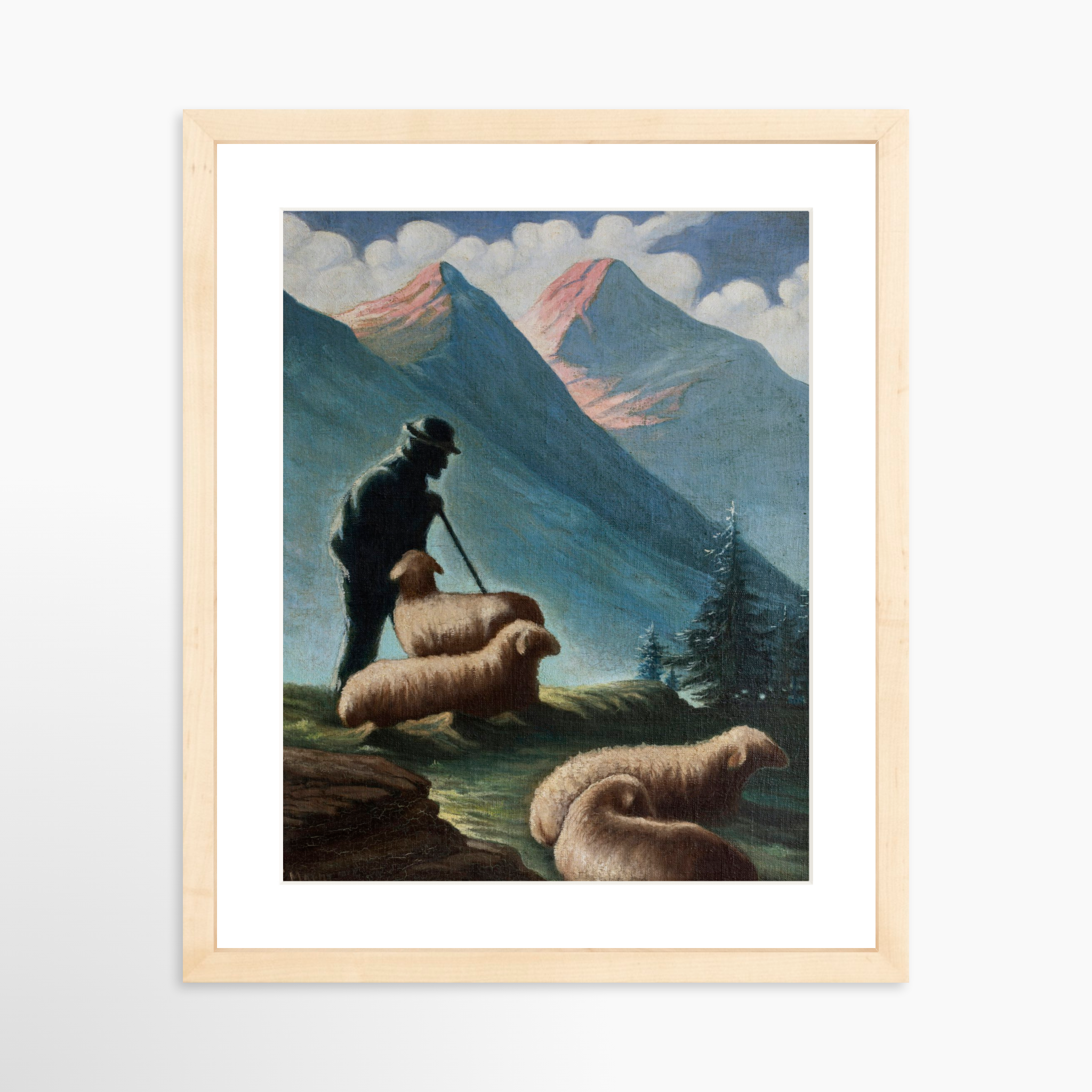 11x14 / Natural Frame + White Mat