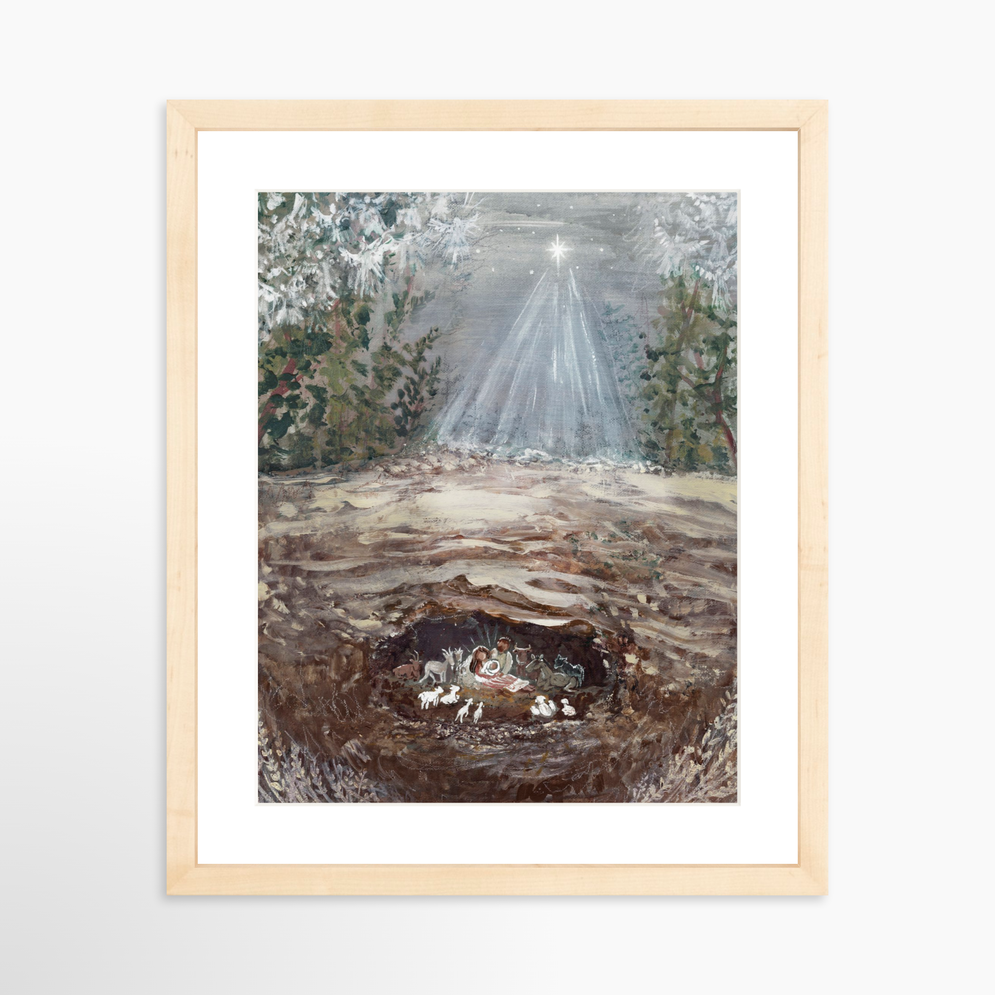 11x14 / Natural Frame + White Mat