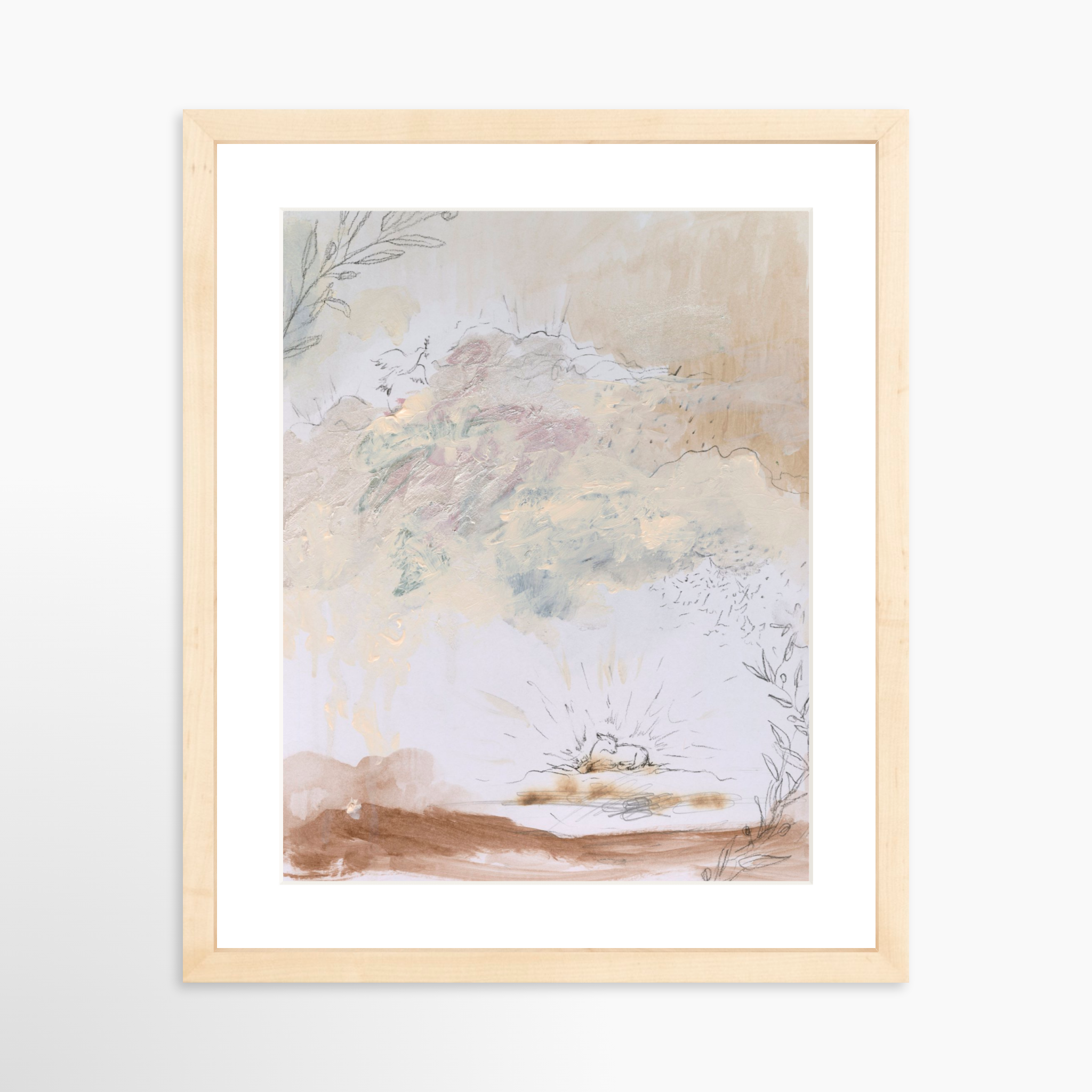 11x14 / Natural Frame + White Mat