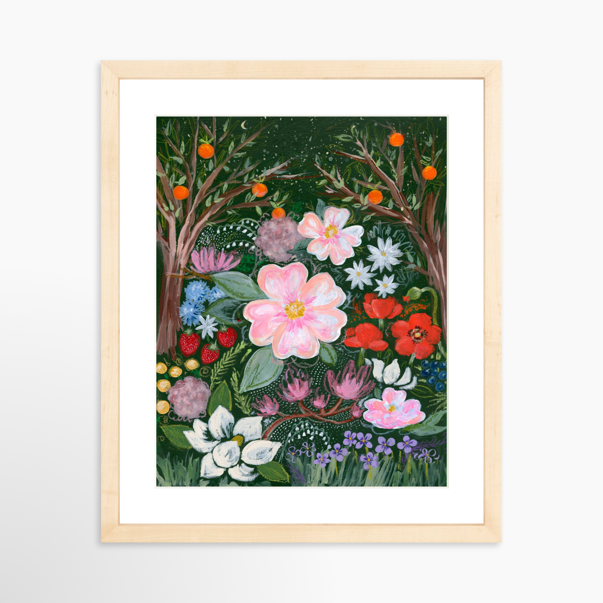11x14 / Natural Frame + White Mat