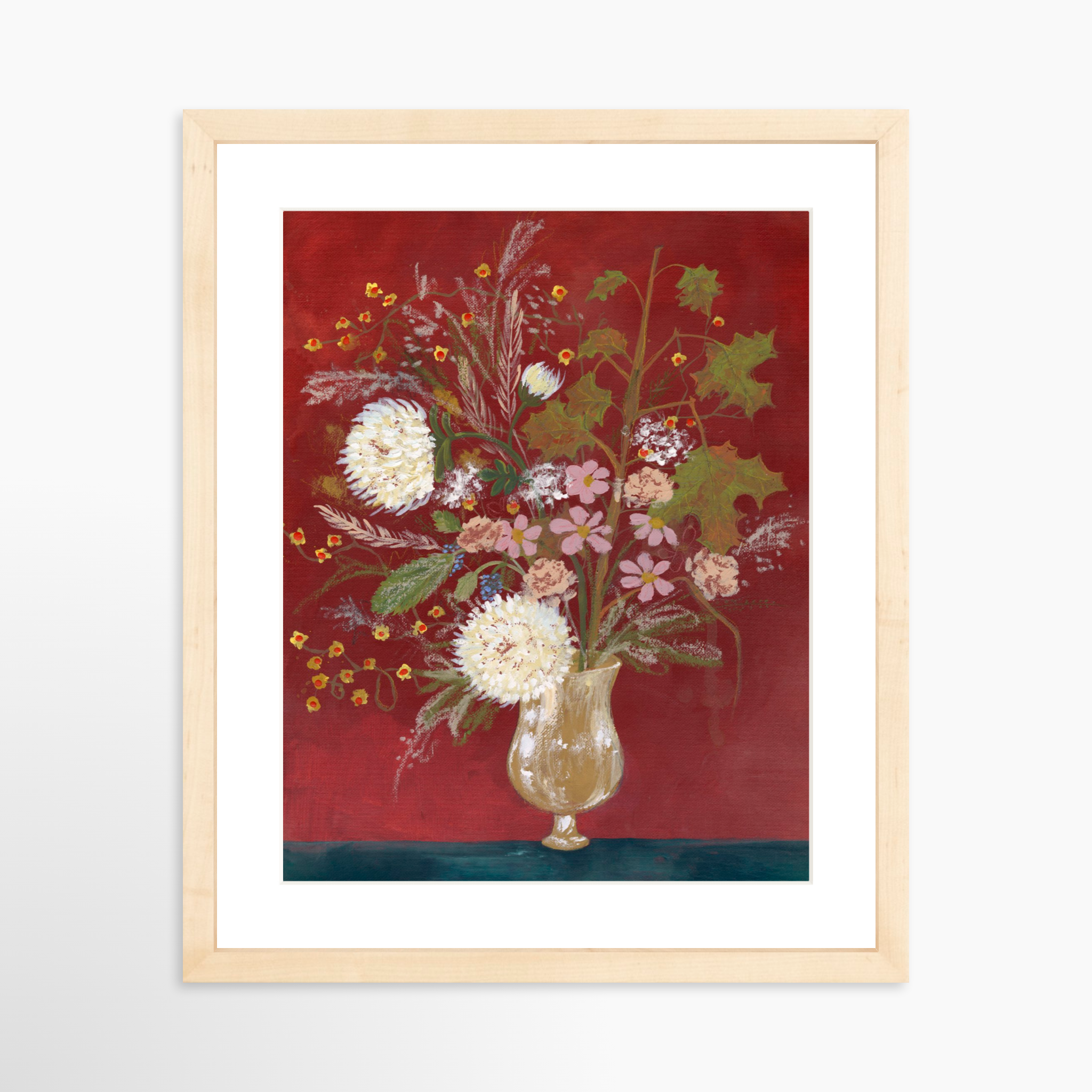 11x14 / Natural Frame + White Mat