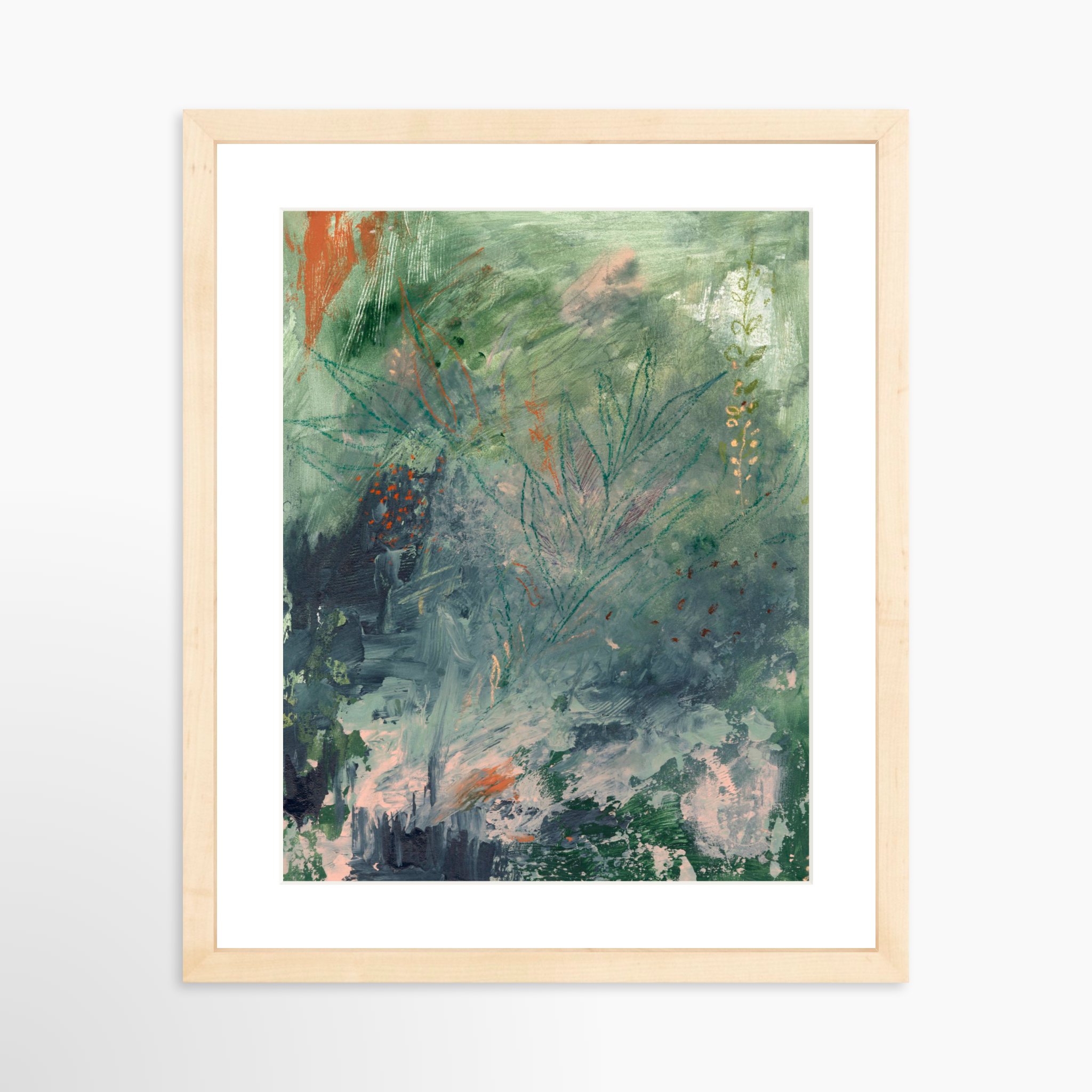 11x14 / Natural Frame + White Mat