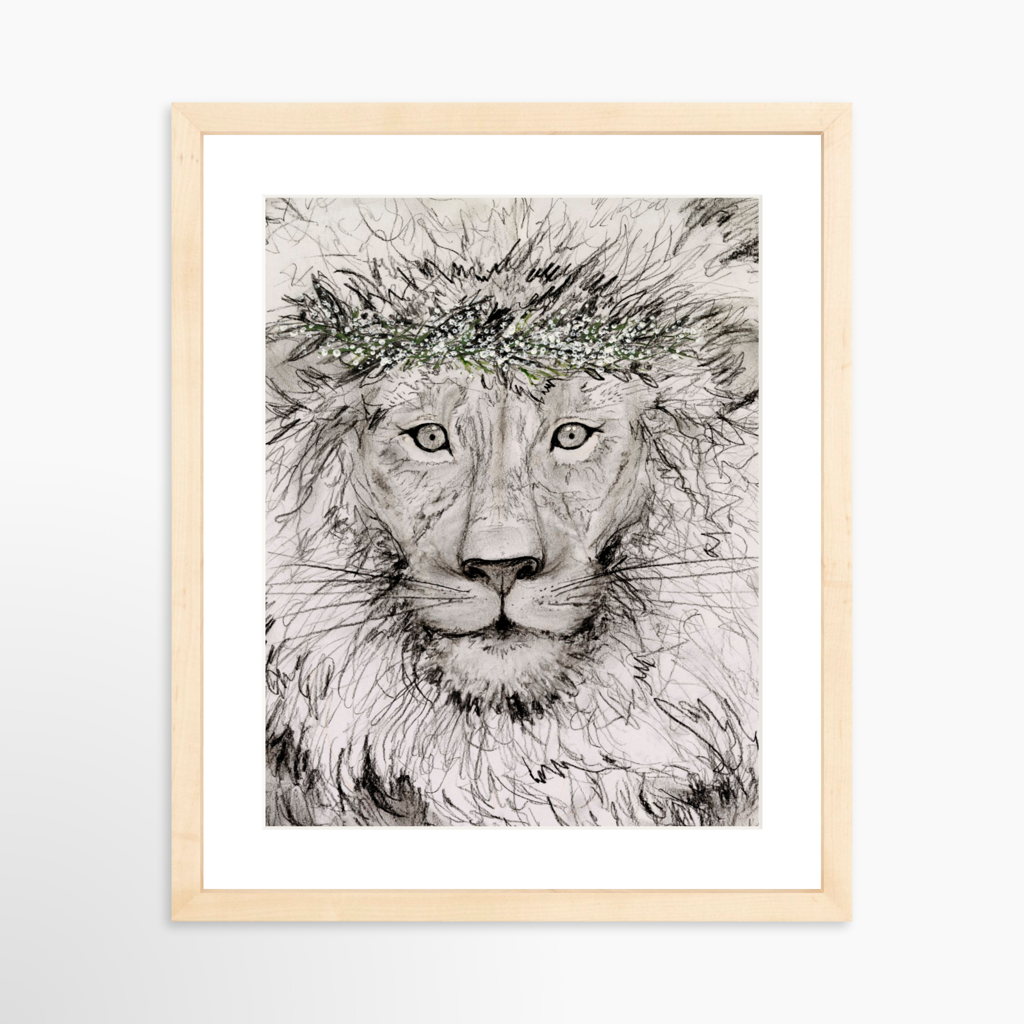 11x14 / Natural Frame + White Mat
