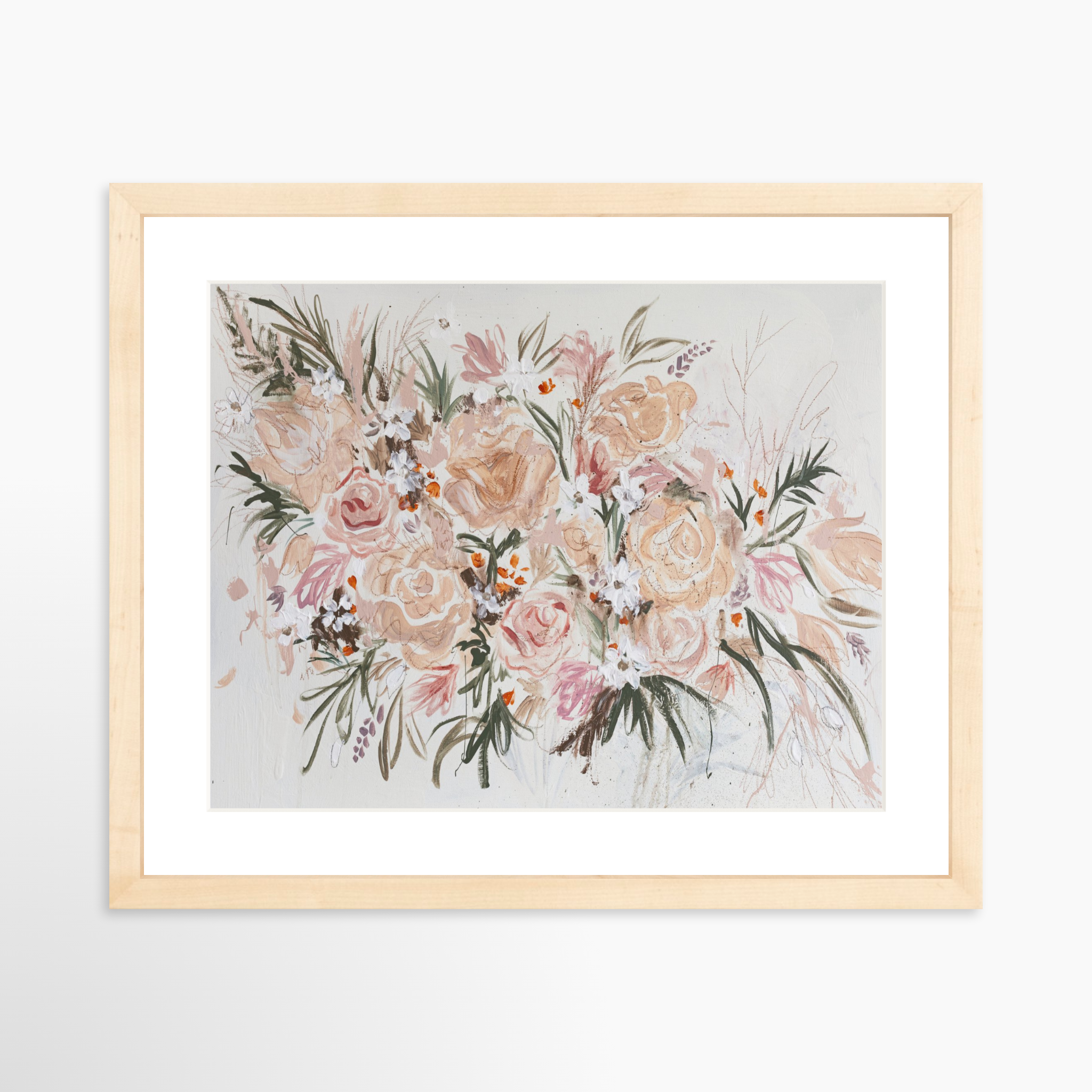 14x11 / Natural Frame + White Mat