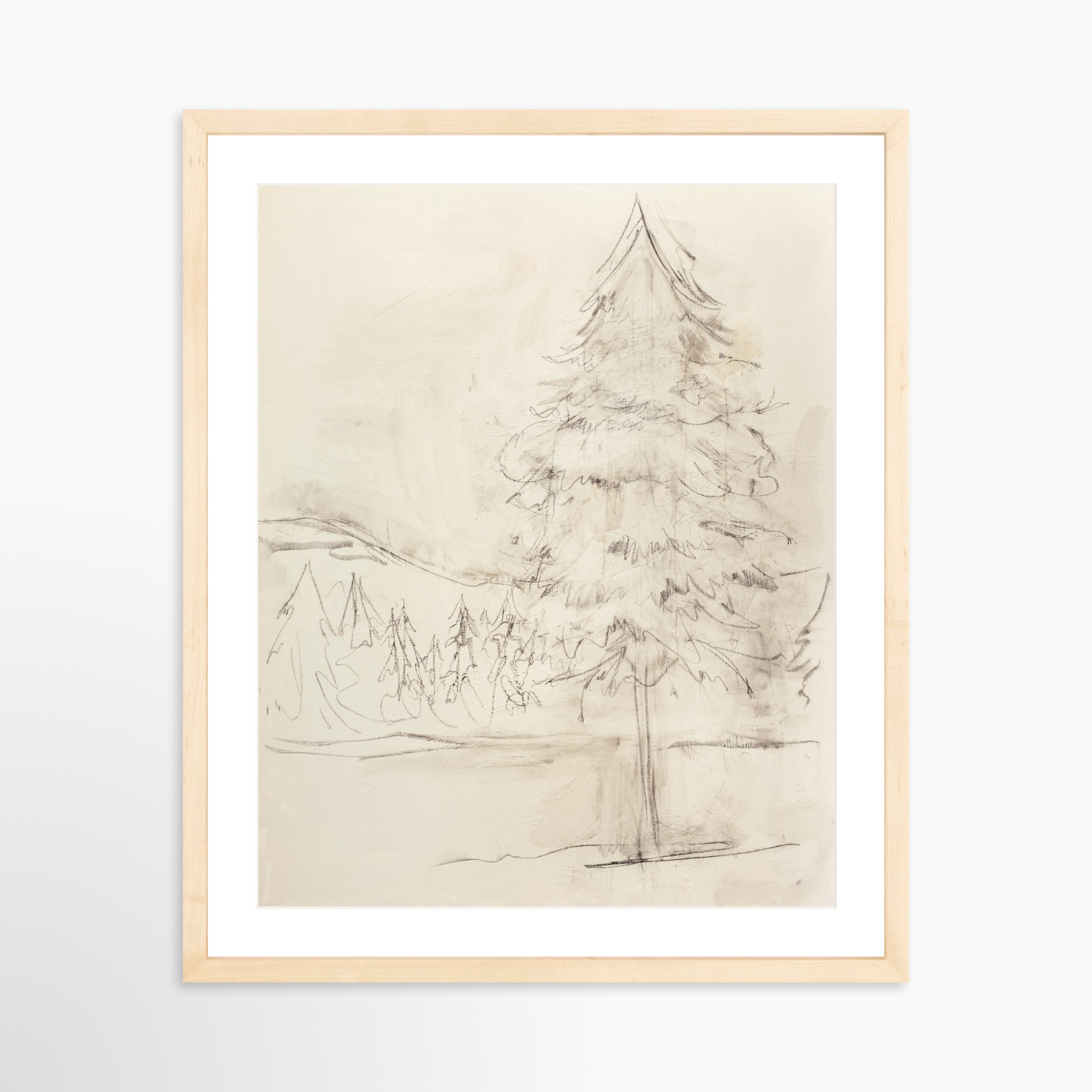 16x20 / Natural Frame + White Mat