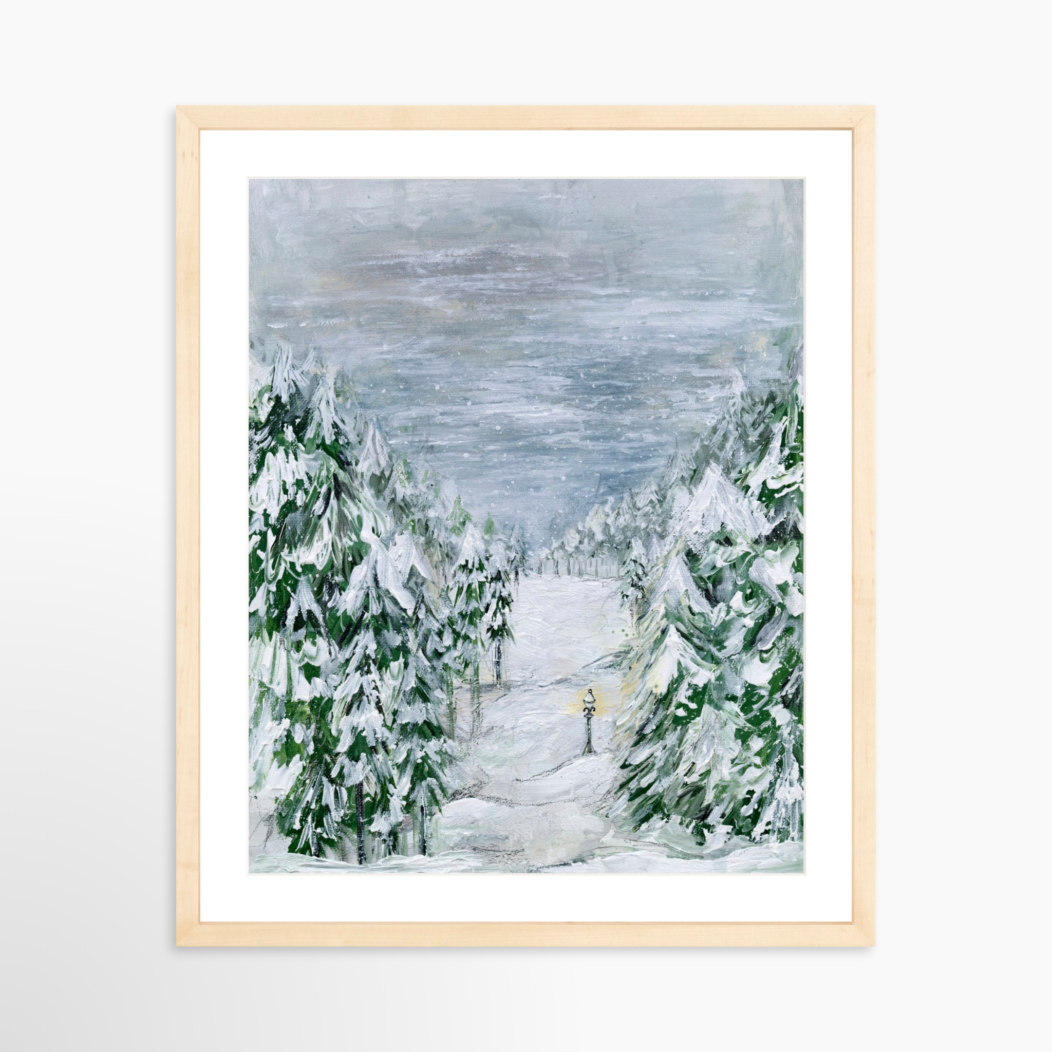 16x20 / Natural Frame + White Mat