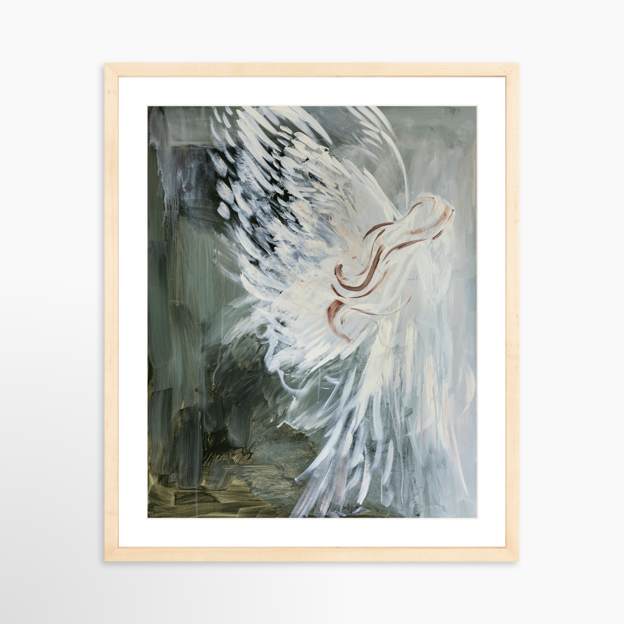 16x20 / Natural Frame + White Mat