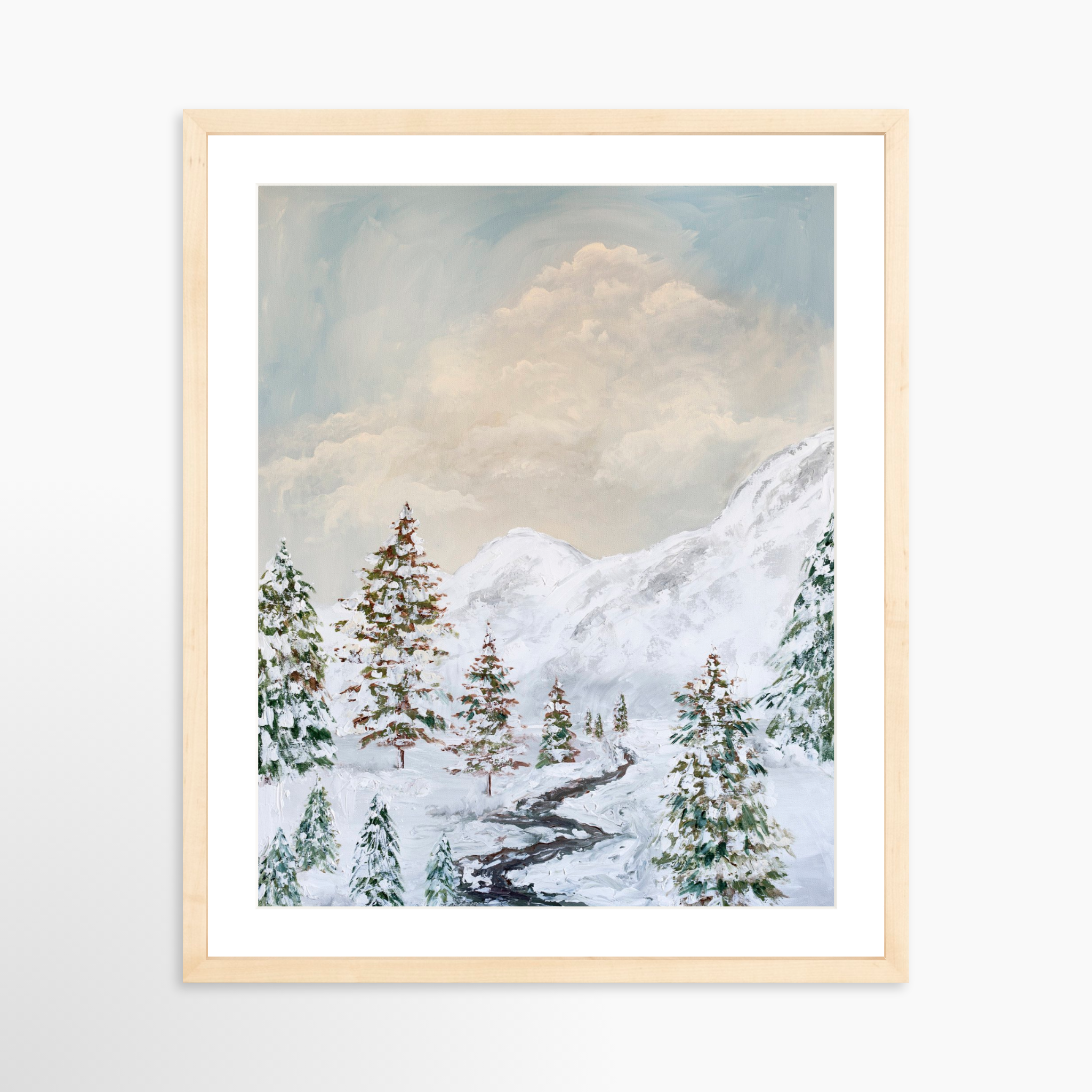 16x20 / Natural Frame + White Mat