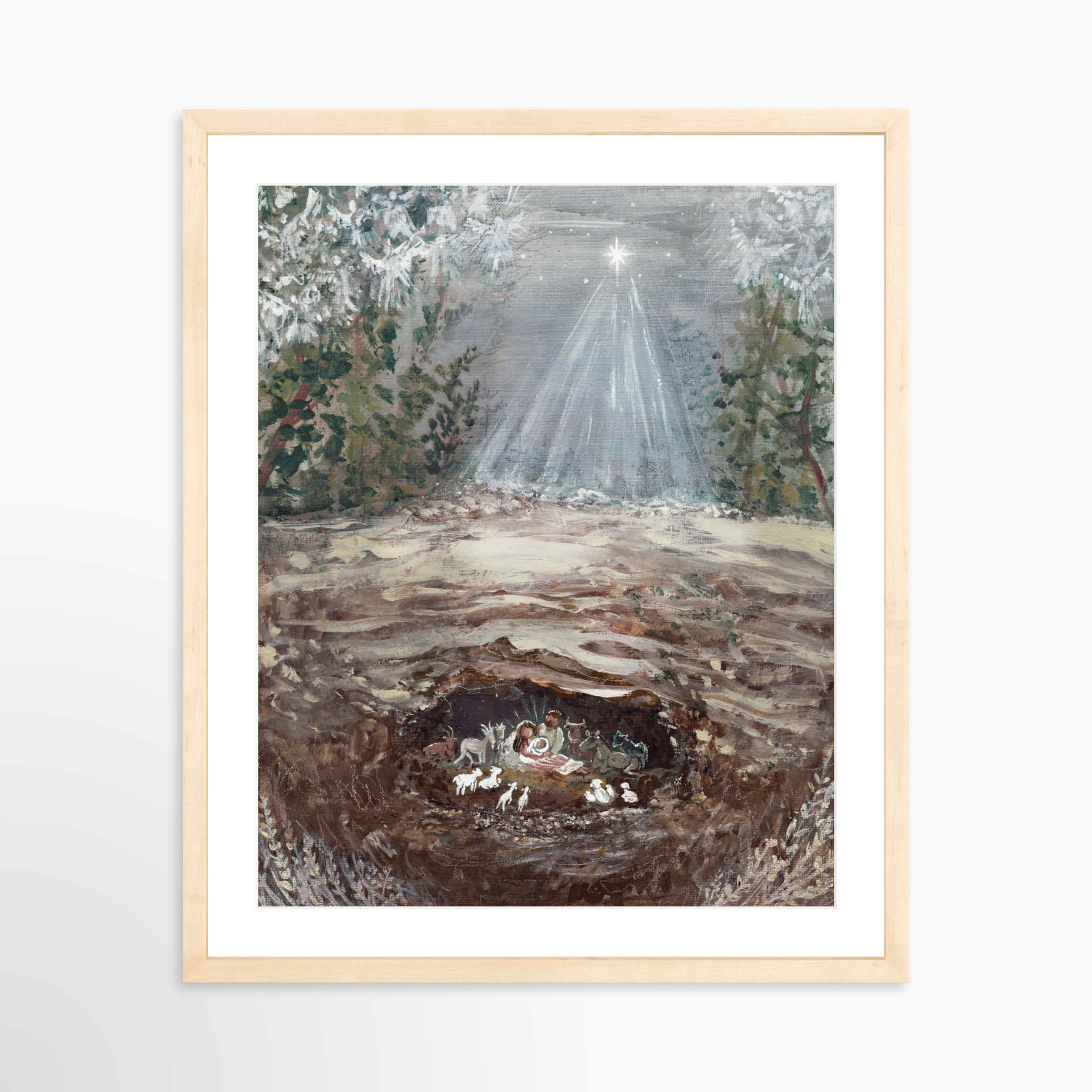 16x20 / Natural Frame + White Mat