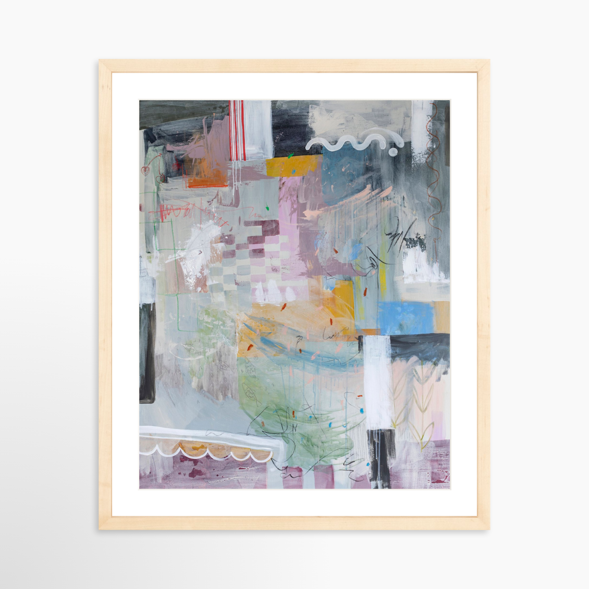 16x20 / Natural Frame + White Mat