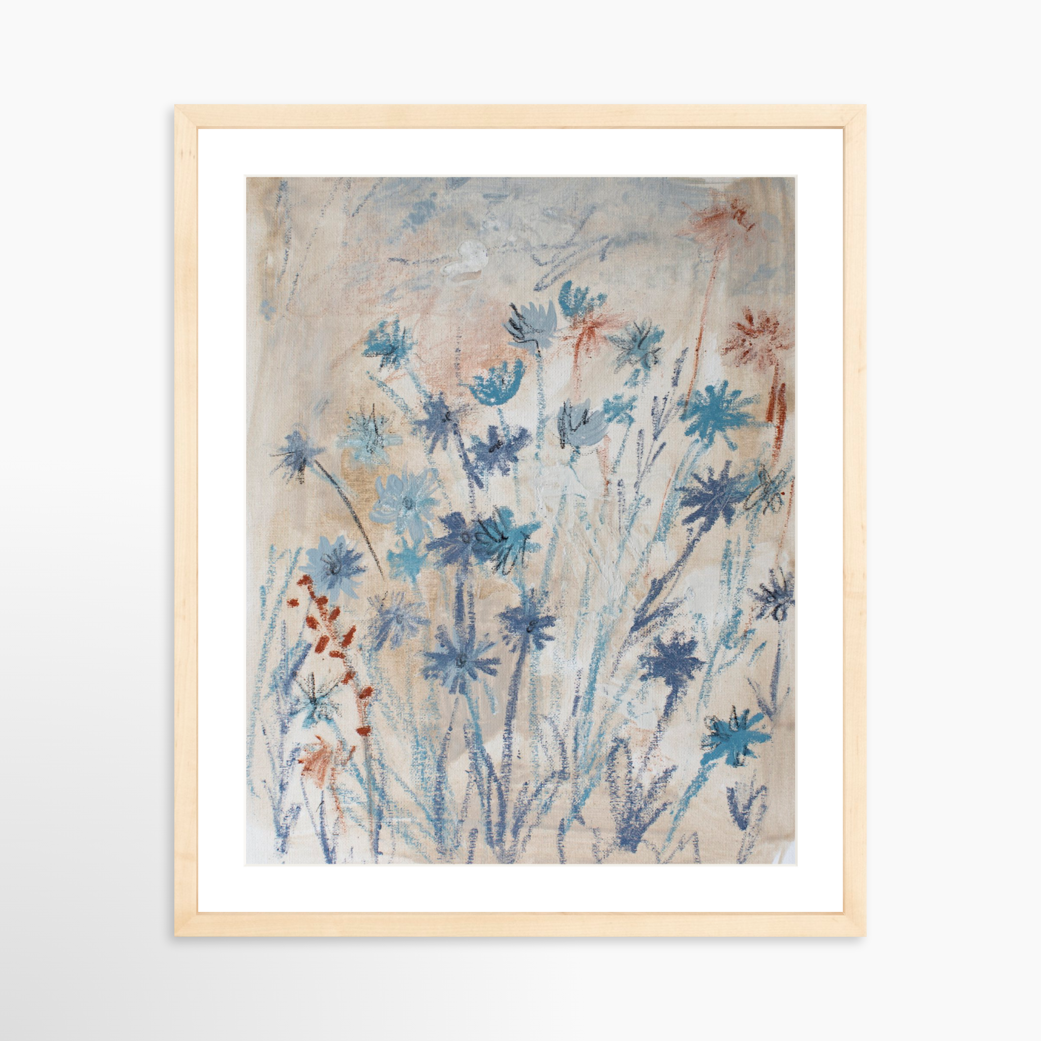16x20 / Natural Frame + White Mat