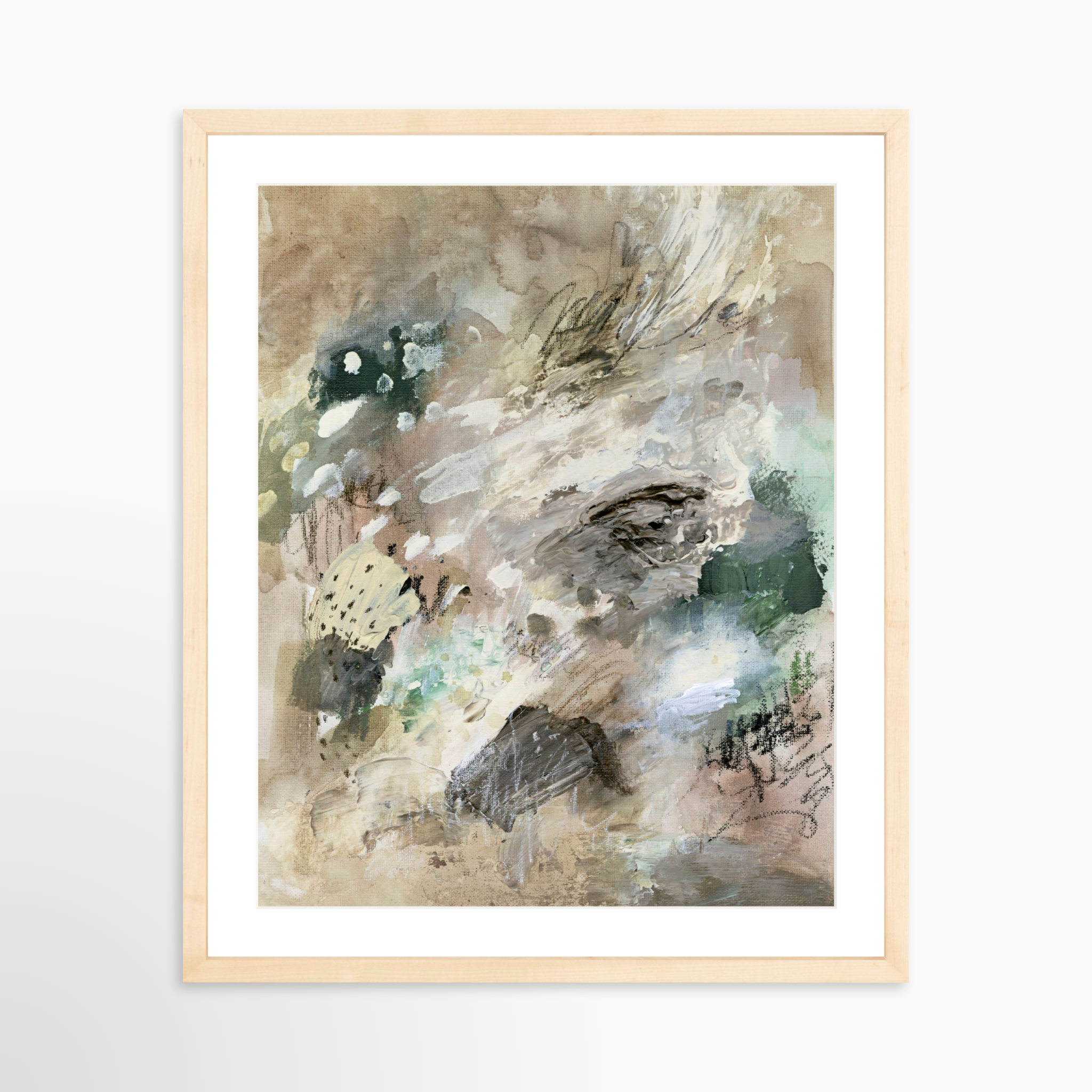 16x20 / Natural Frame + White Mat