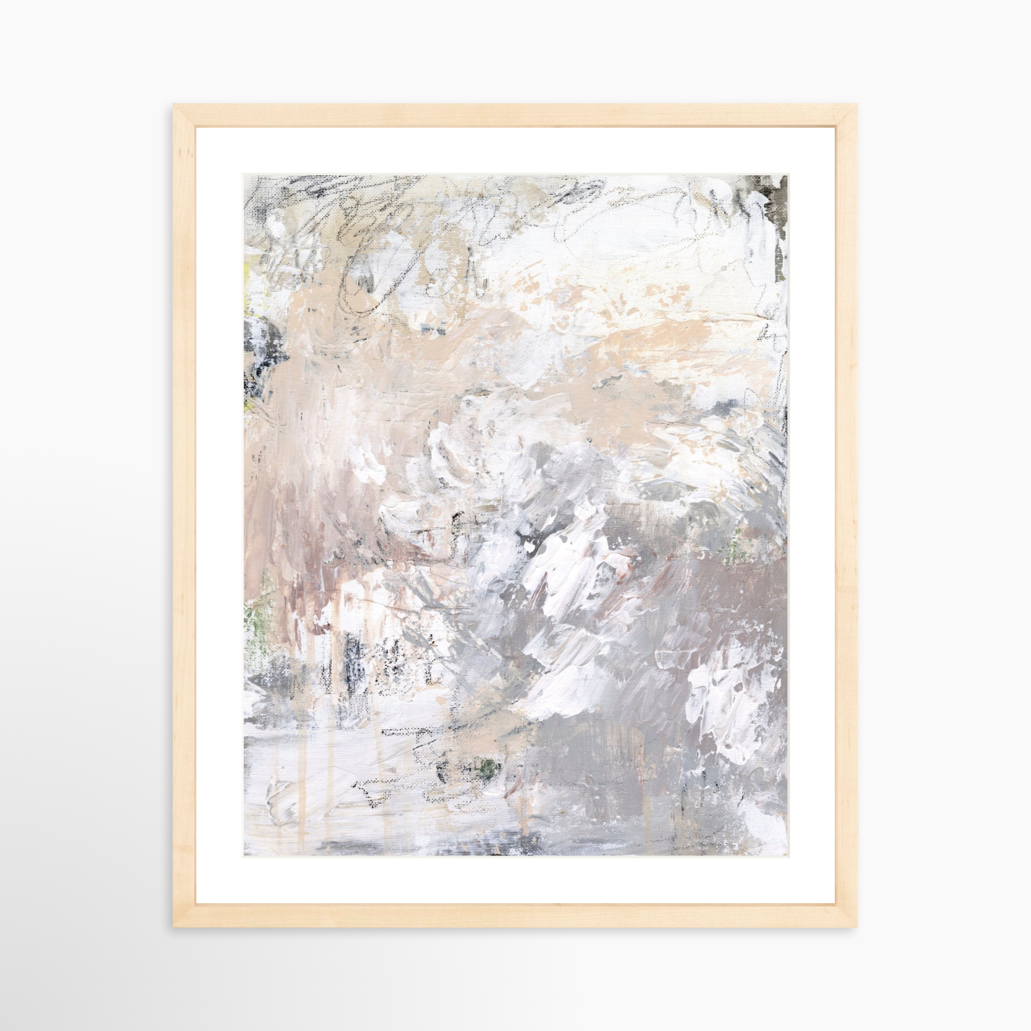 16x20 / Natural Frame + White Mat