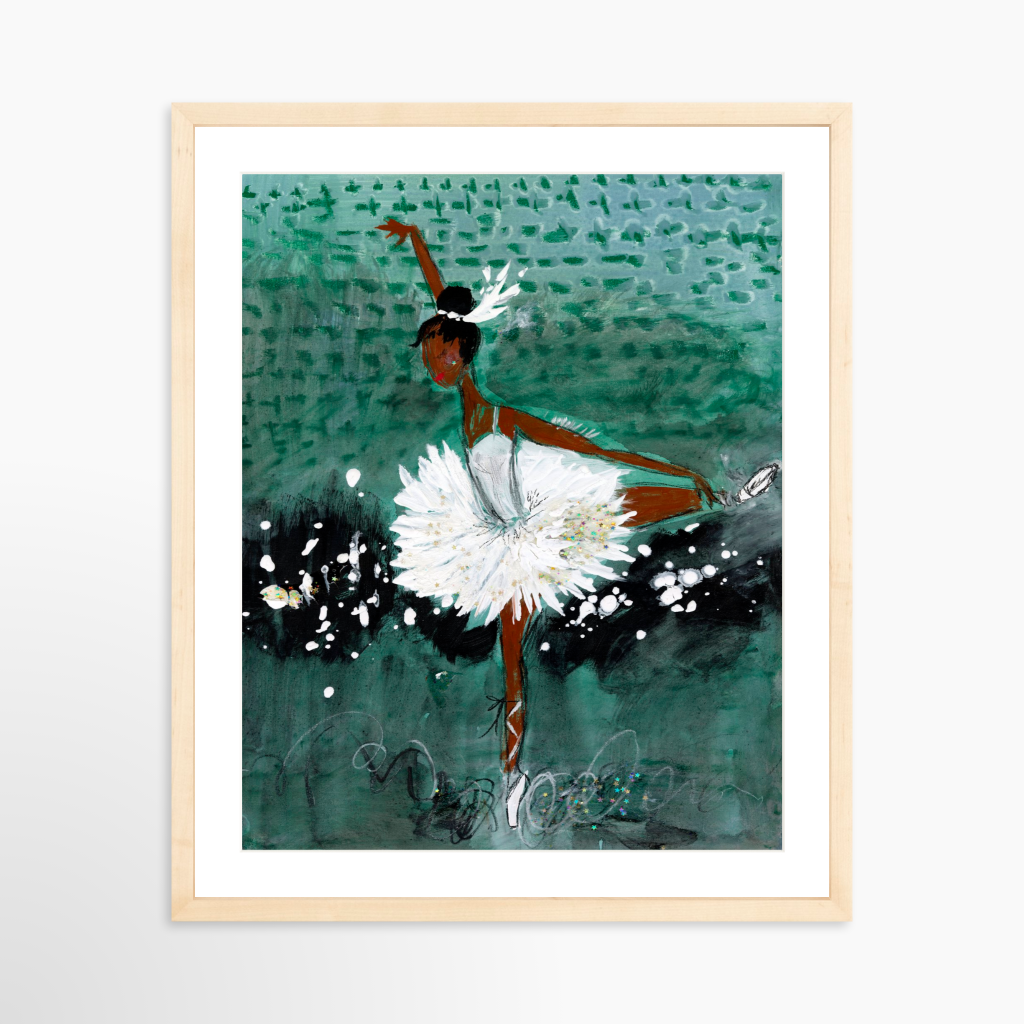 16x20 / Natural Frame + White Mat