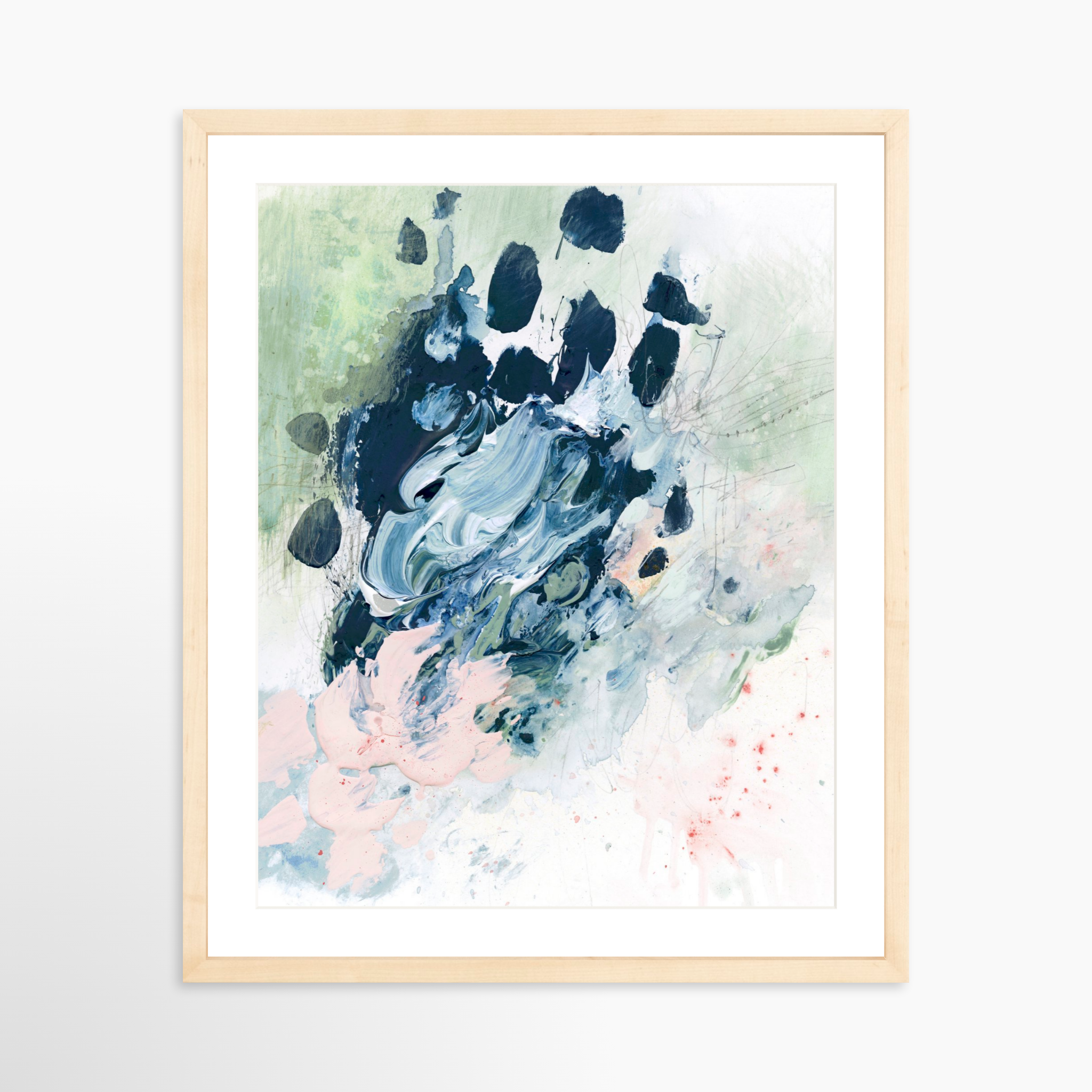 16x20 / Natural Frame + White Mat