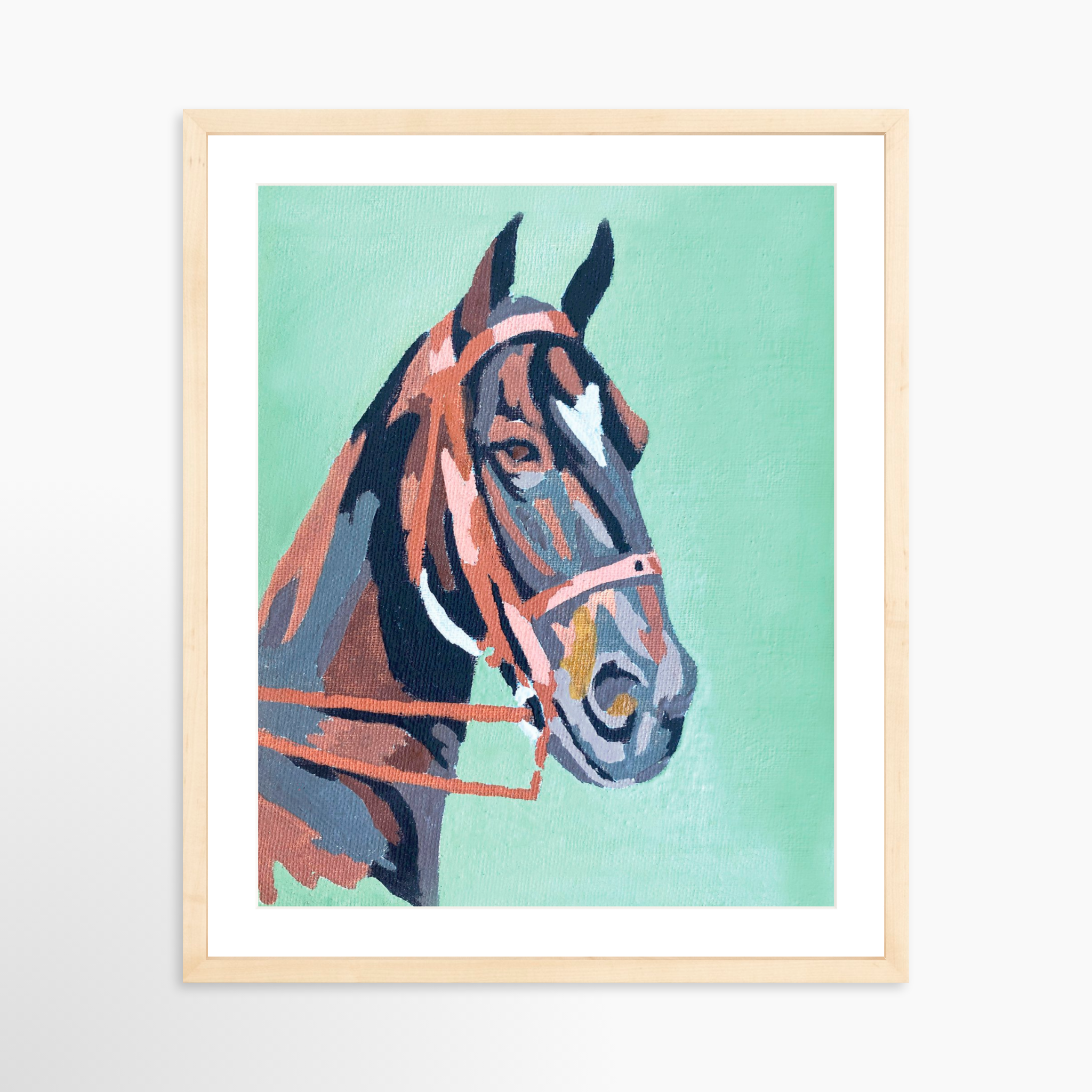 16x20 / Natural Frame + White Mat