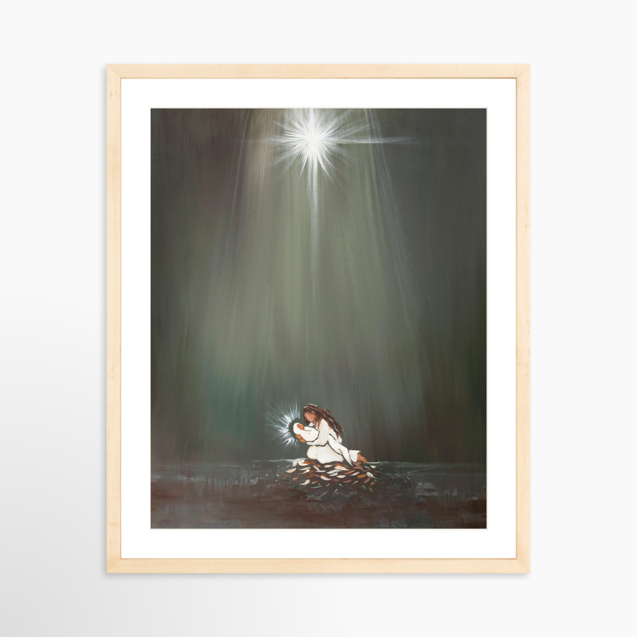 16x20 / Natural Frame + White Mat