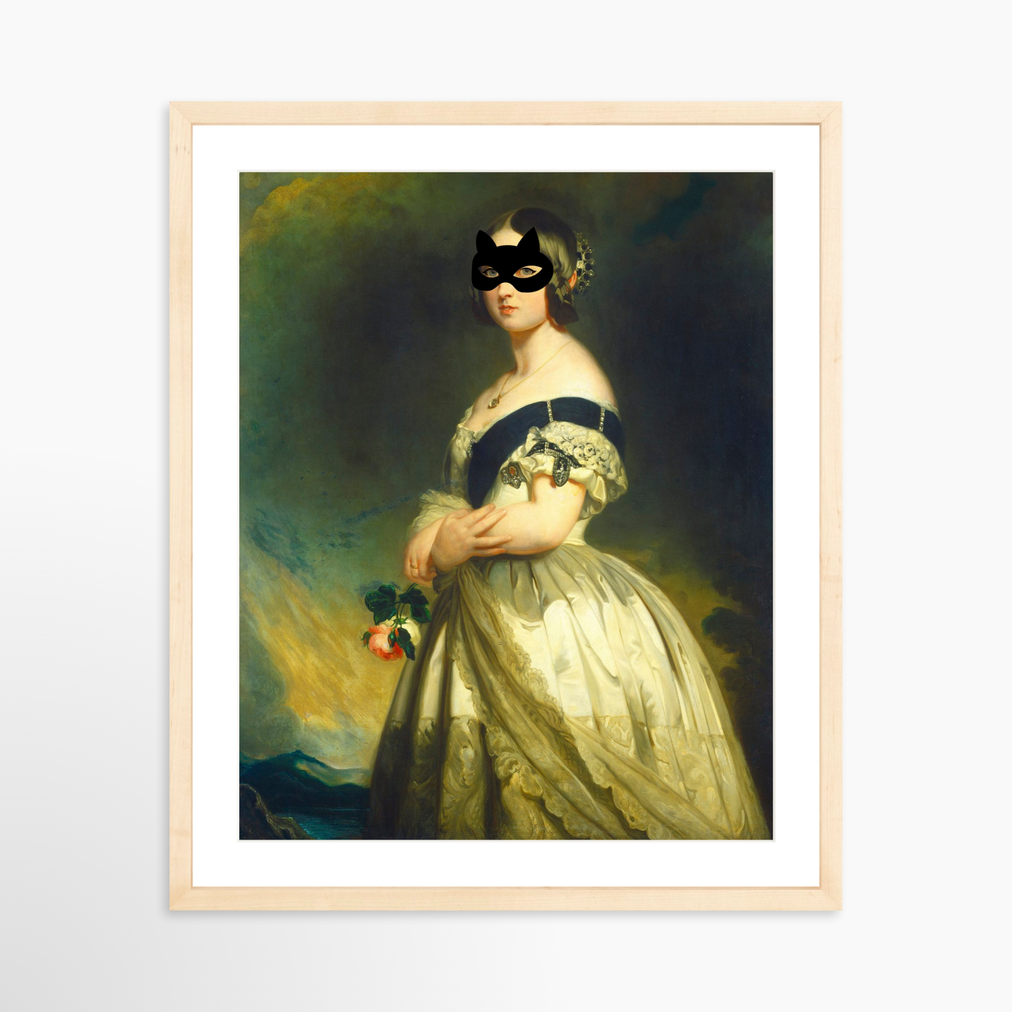 16x20 / Natural Frame + White Mat