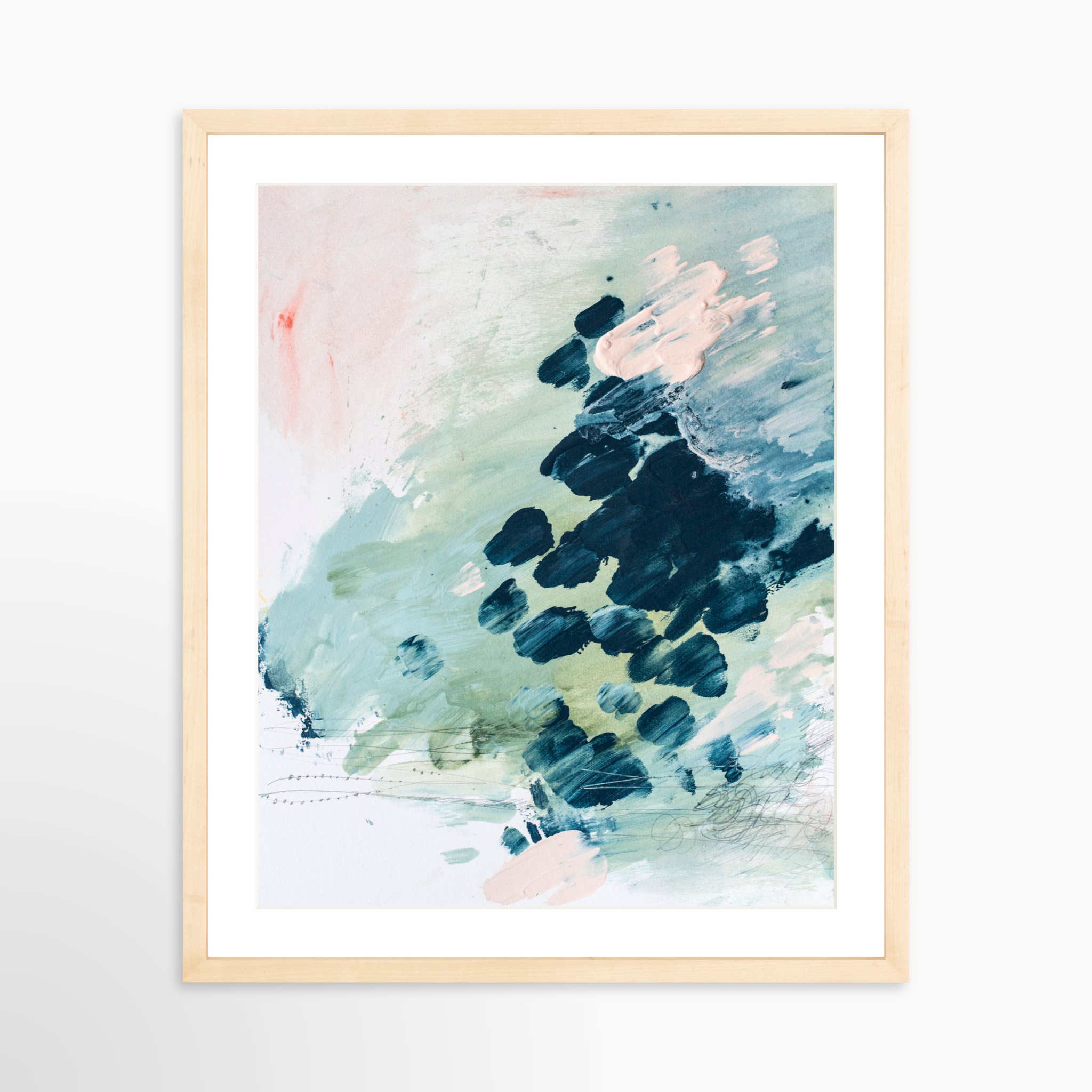 16x20 / Natural Frame + White Mat