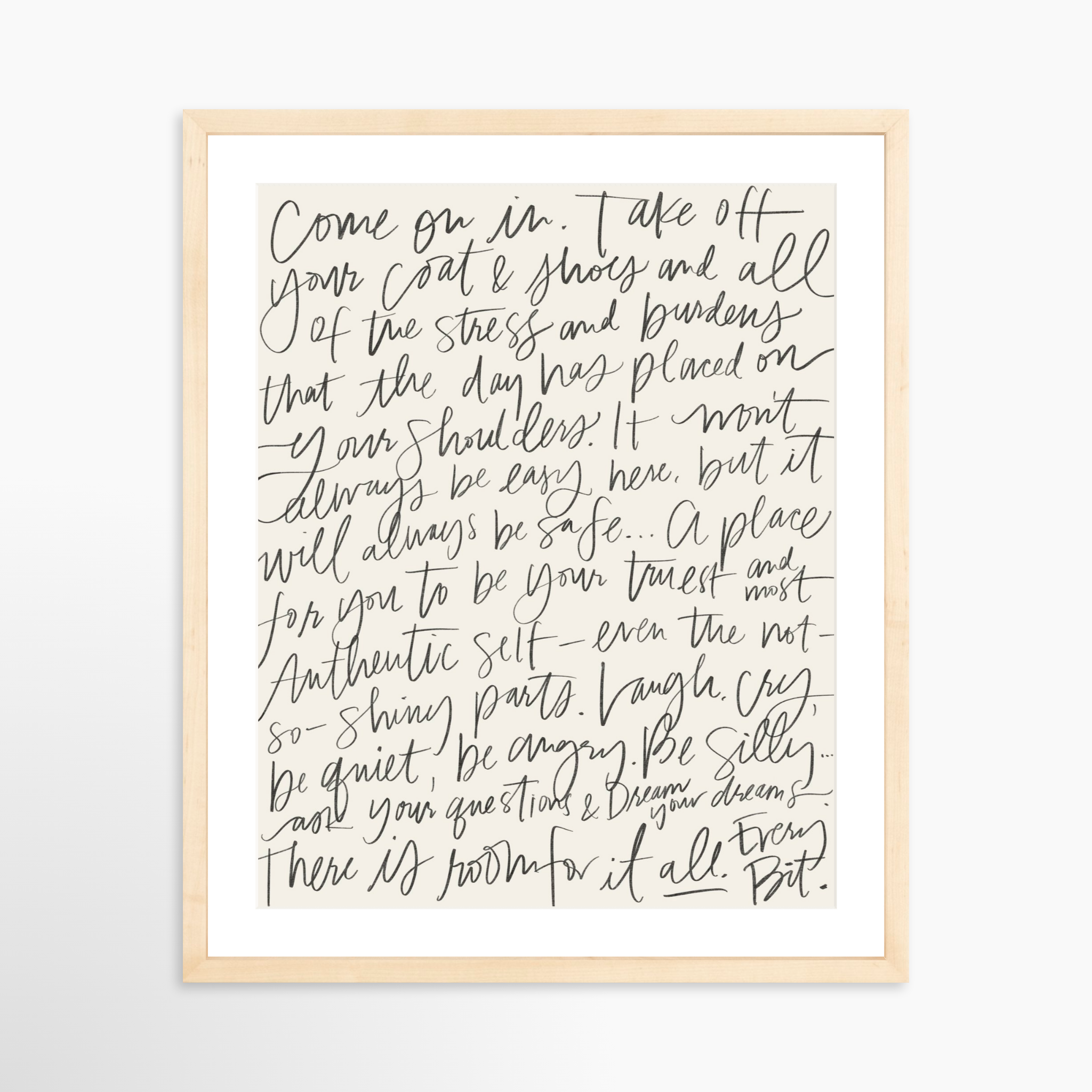 16x20 / Natural Frame + White Mat