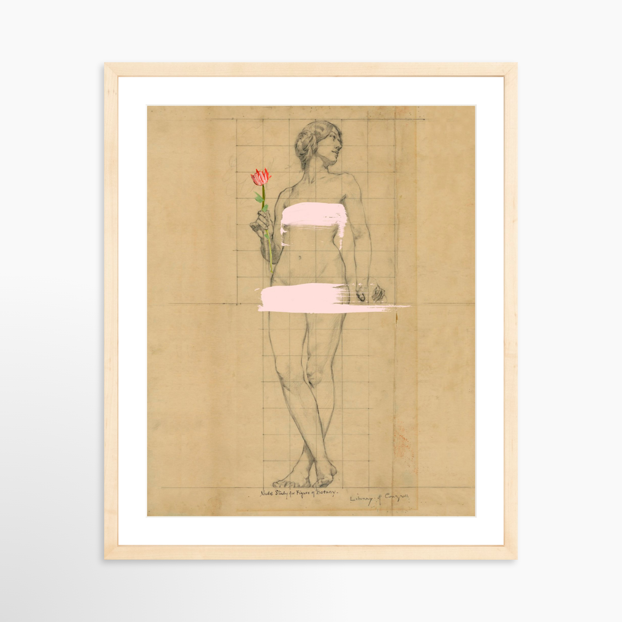 16x20 / Natural Frame + White Mat