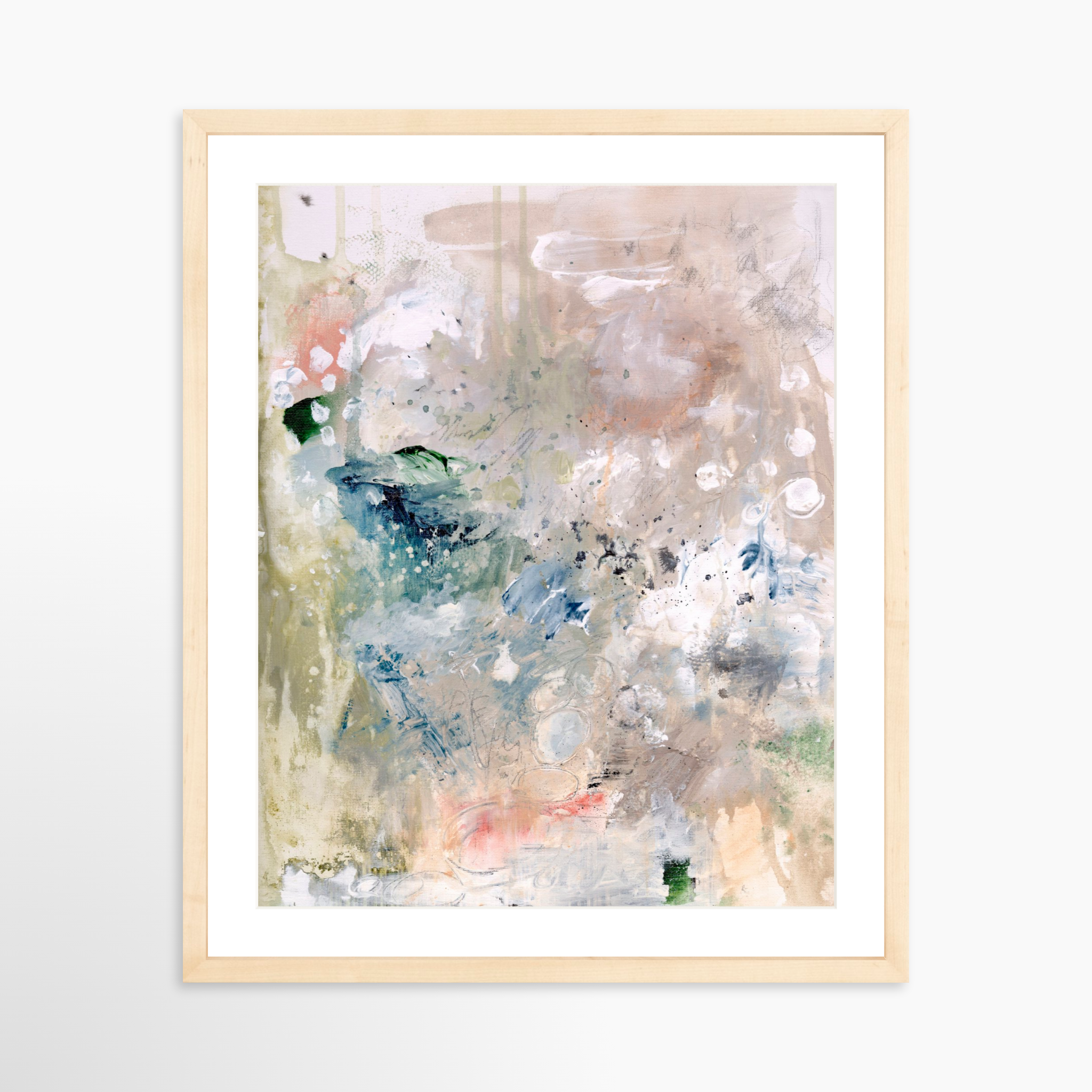 16x20 / Natural Frame + White Mat